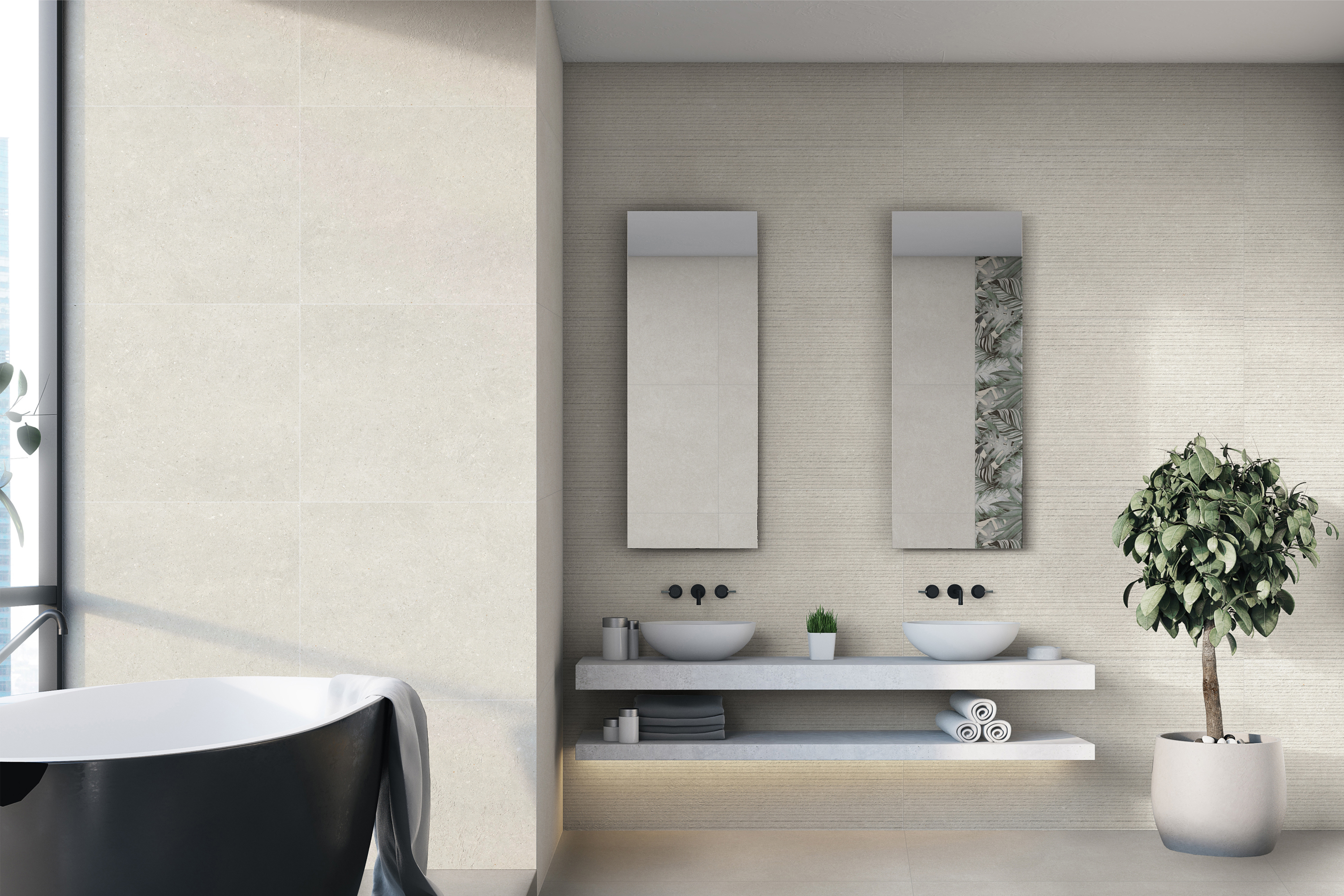 Изображение товара Керамогранит Global tile Strike_gt 60x120 см серо-бежевый с рельефом и матовой поверхностью