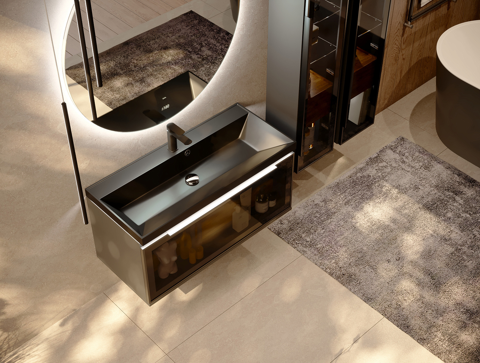 Изображение товара Тумба под раковину напольная Jorno Not.01.100/P/A/JR 100см цвет антрацит