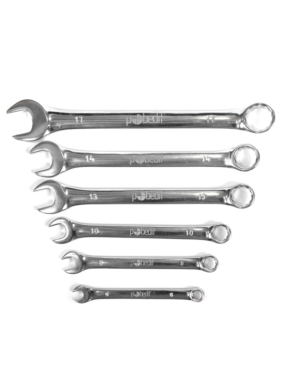 Изображение товара Набор ключей комбинированных Pobedit 2735502 6 шт 6-17 мм хромованадиевая сталь