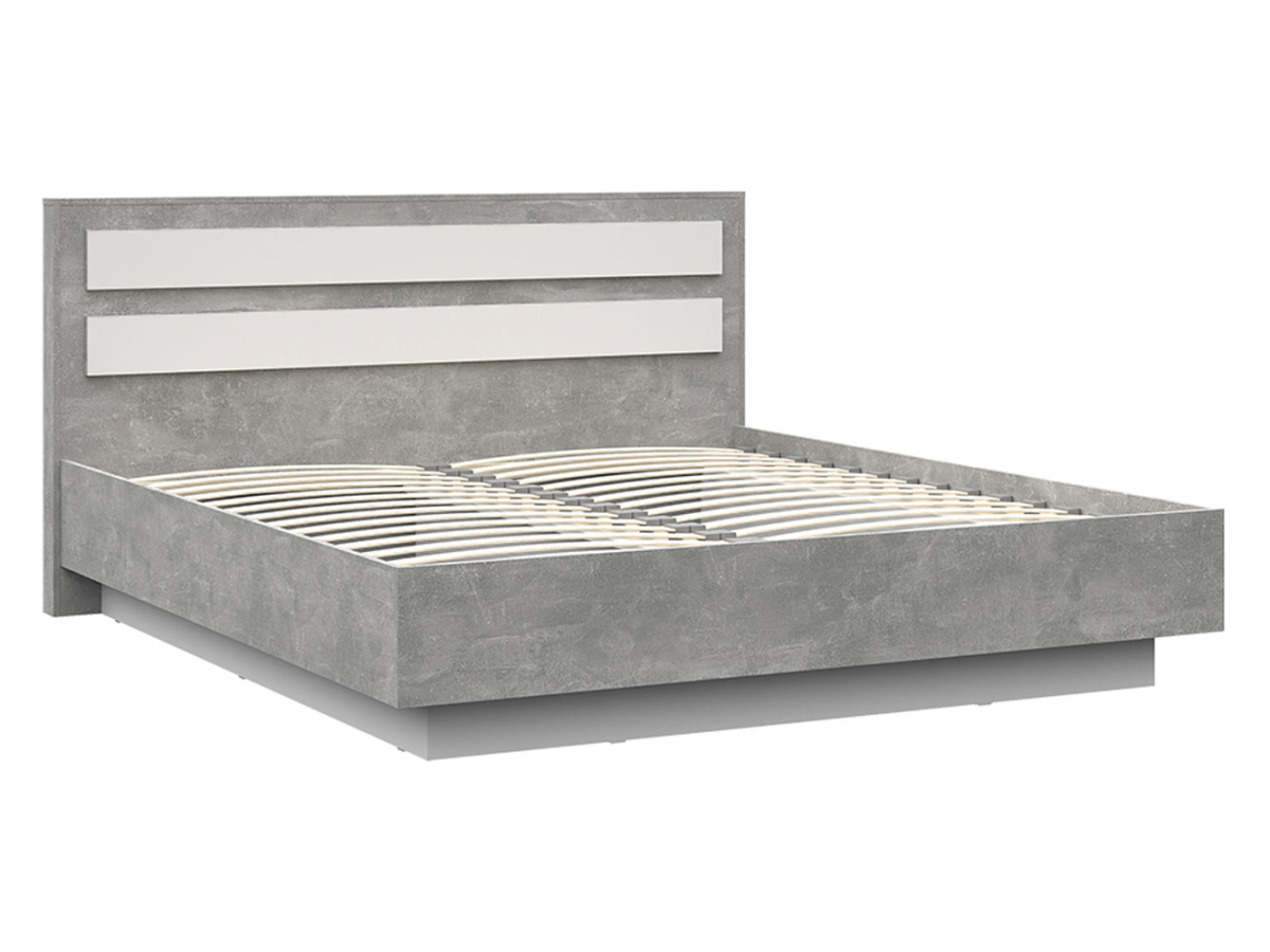 Изображение товара Кровать Амбер двуспальная из ЛДСП ателье светлый/белый с анатомическим основанием