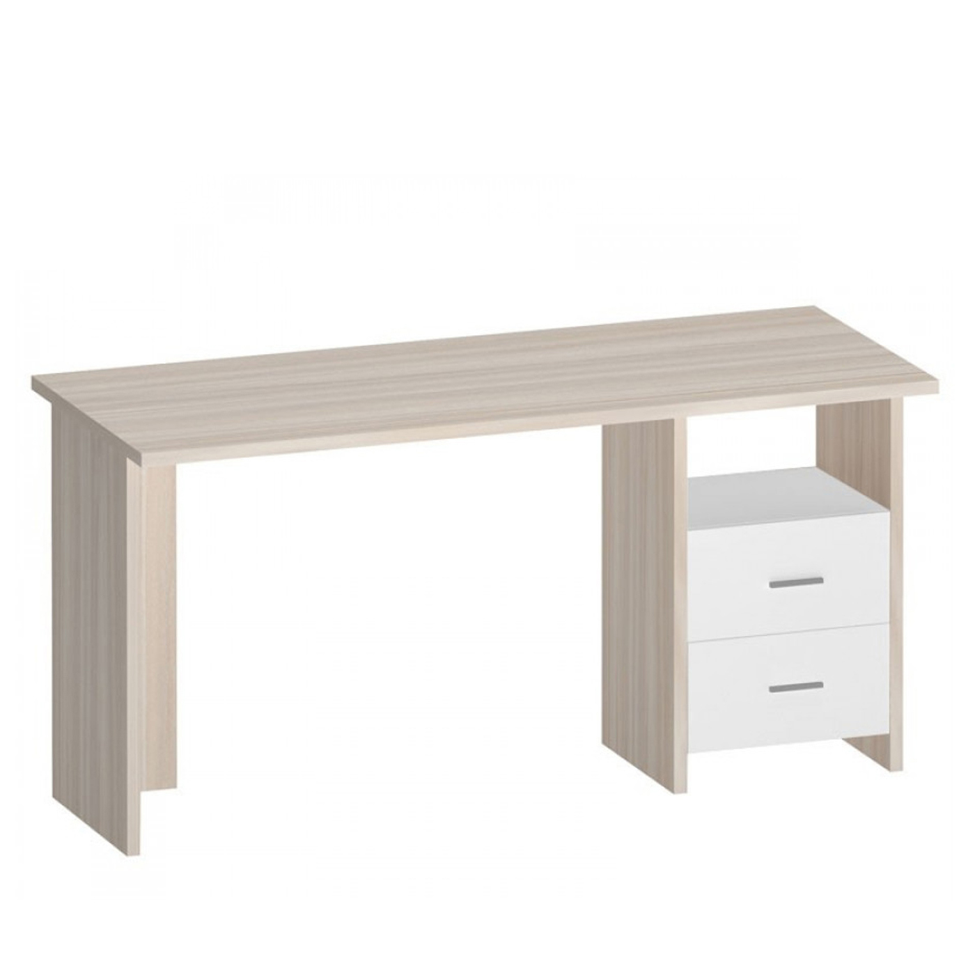 Изображение товара Письменный стол Мэрдэс СКЛ-Прям150 с ящиком из ЛДСП белый-коричневый Россия