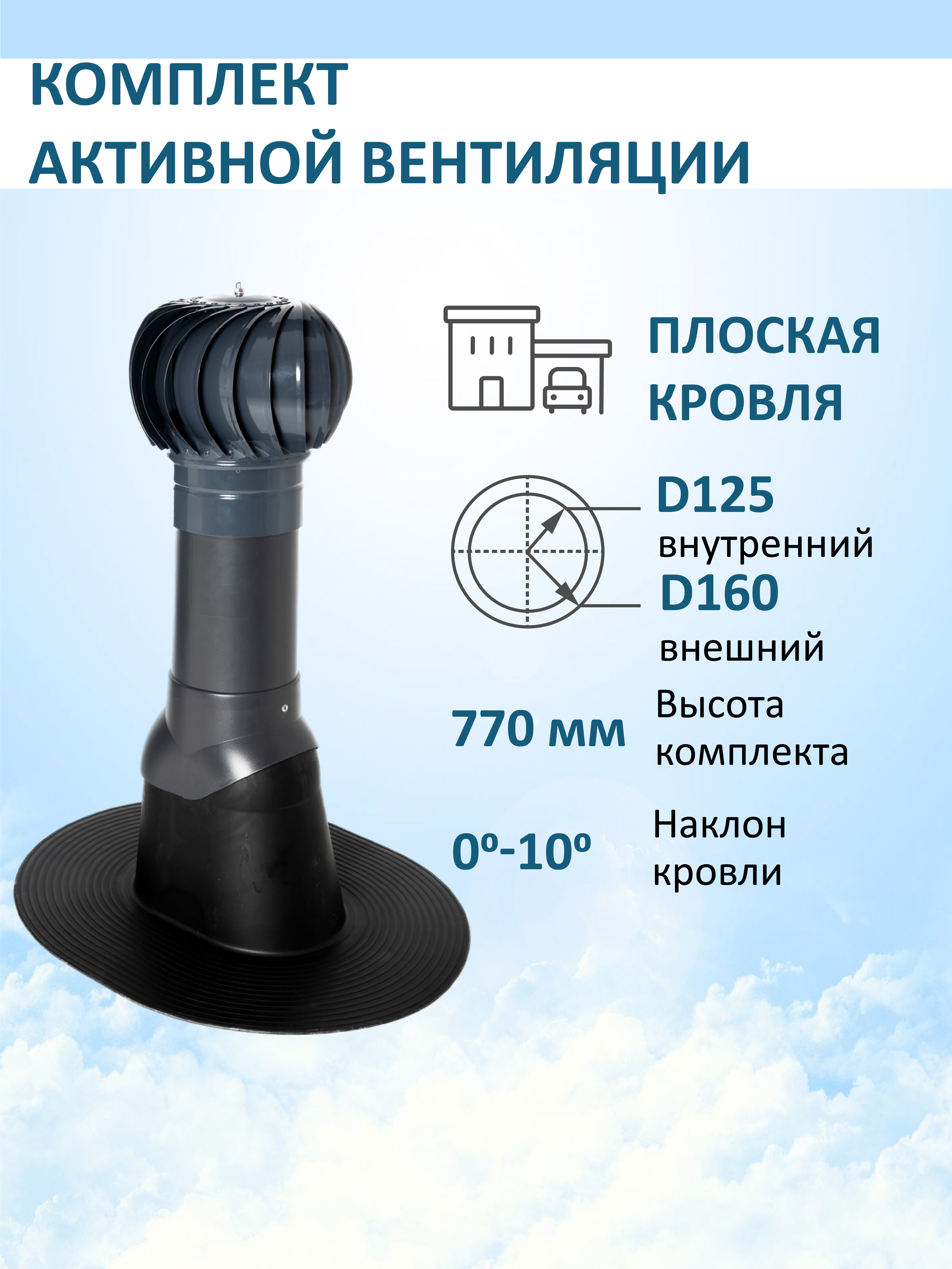 Изображение товара Комплект кровельной вентиляции POLIVENT с турбодефлектором и утепленным выходом Изображение товара Комплект кровельной вентиляции POLIVENT с турбодефлектором и утепленным выходом