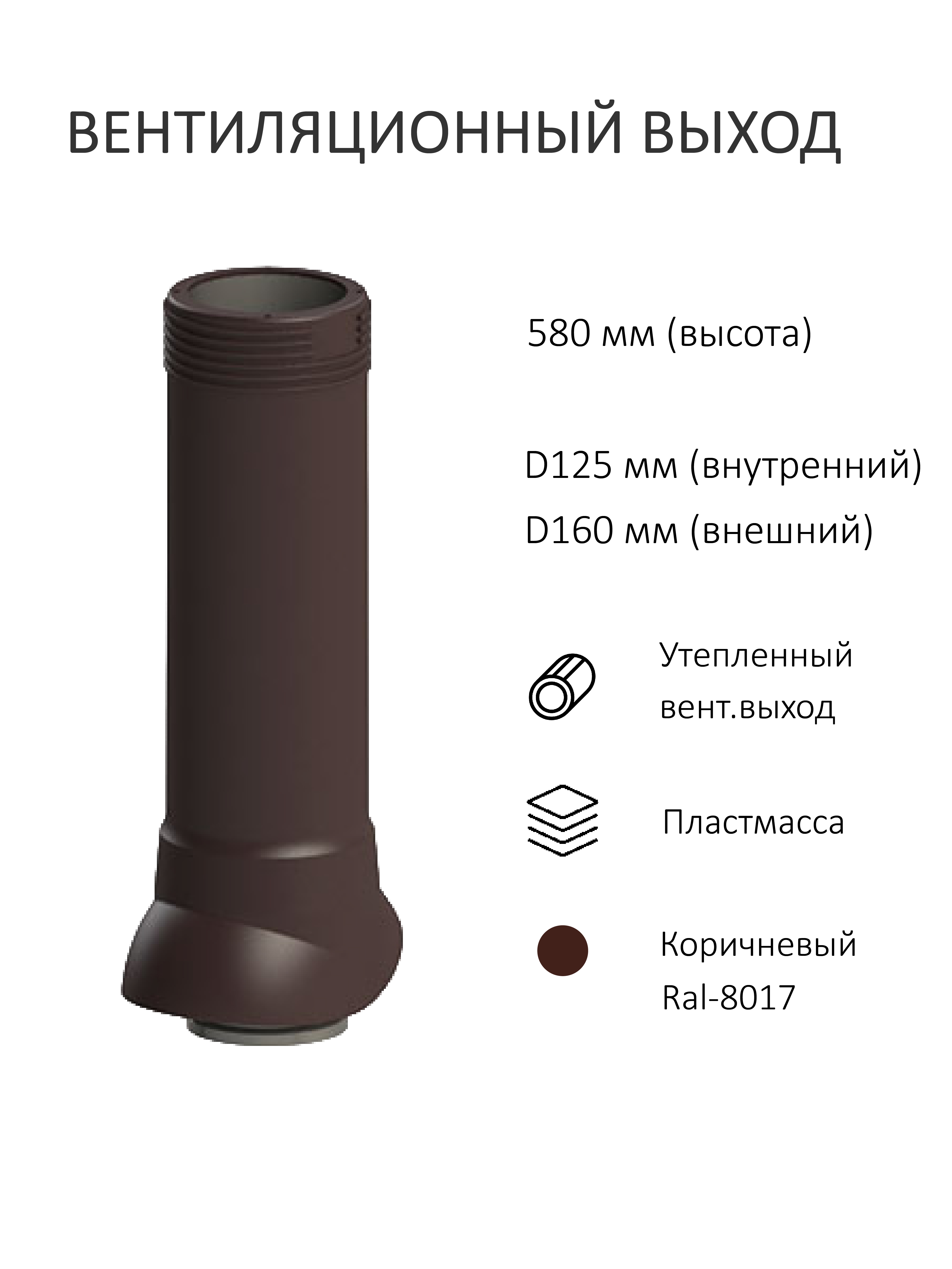 Изображение товара Комплект кровельной вентиляции Татполимер коричневый 125 мм для плоских крыш