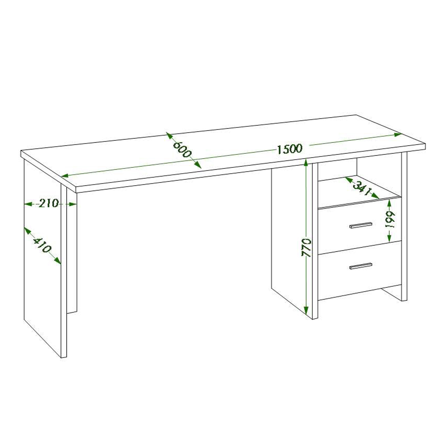 Изображение товара Письменный стол Мэрдэс СКЛ-Прям150 150x77x60 см ясень шимо светлый Россия