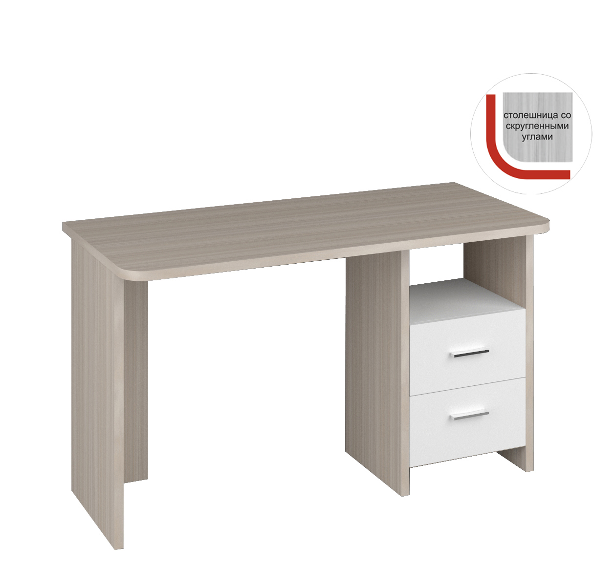 Изображение товара Стол письменный Мэрдэс СКЛ-Прям130Р белый/карамель 130x77x60 см