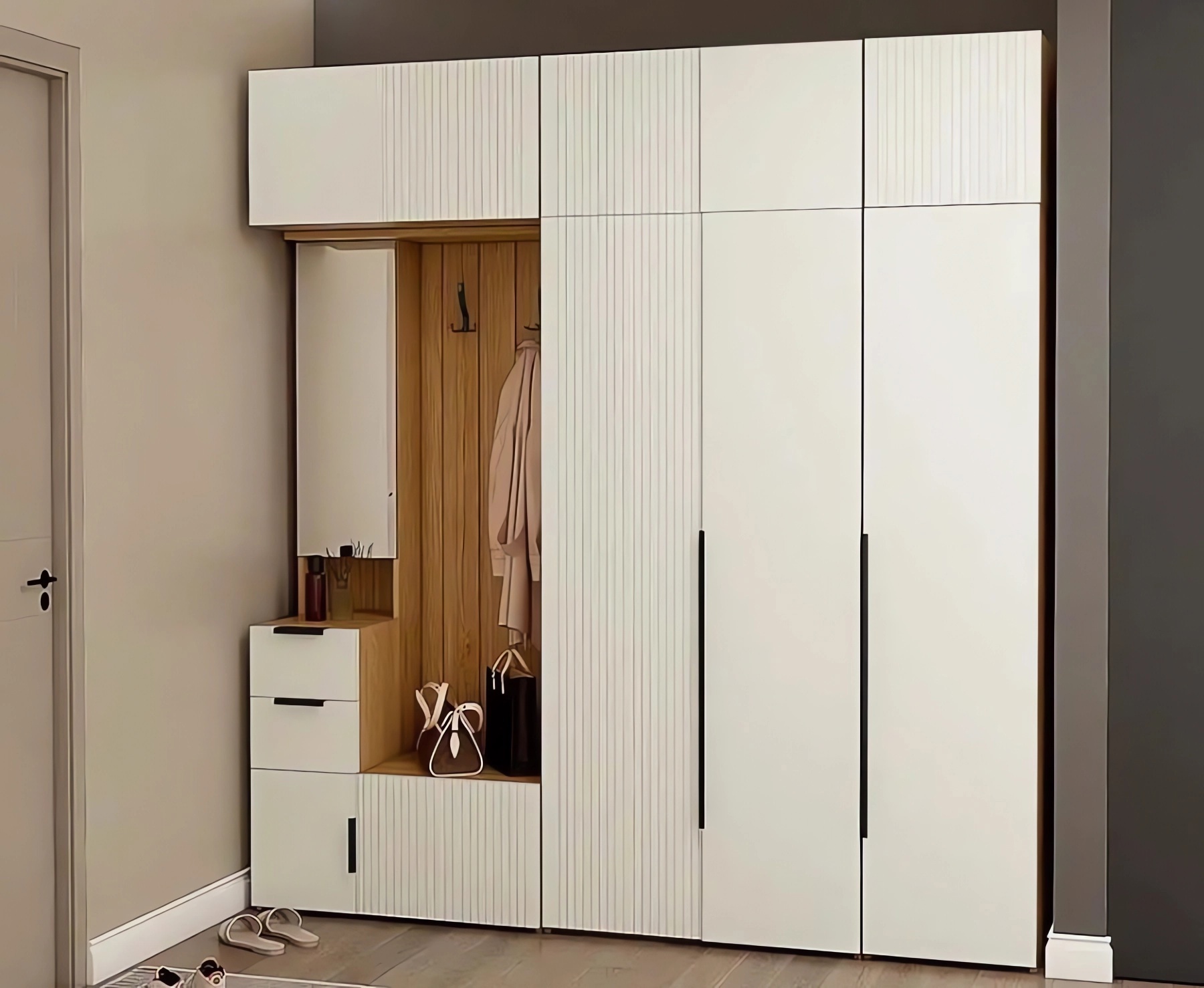 Изображение товара Комплект мебели для прихожей Ивару Стефани 1 80x190x40 см белый дуб крафт