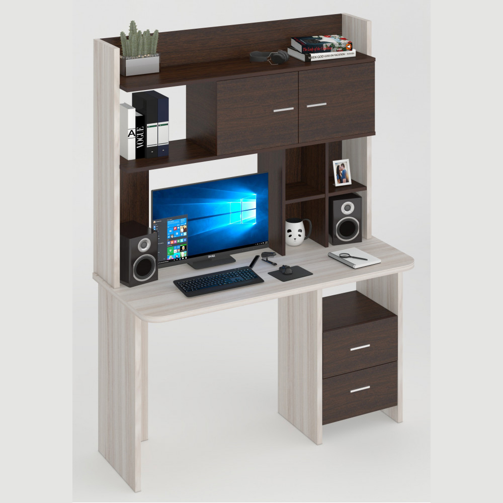 Изображение товара Письменный стол Мэрдэс СКЛ-Прям130Р+НКЛХ 130x178x60 см венге карамель