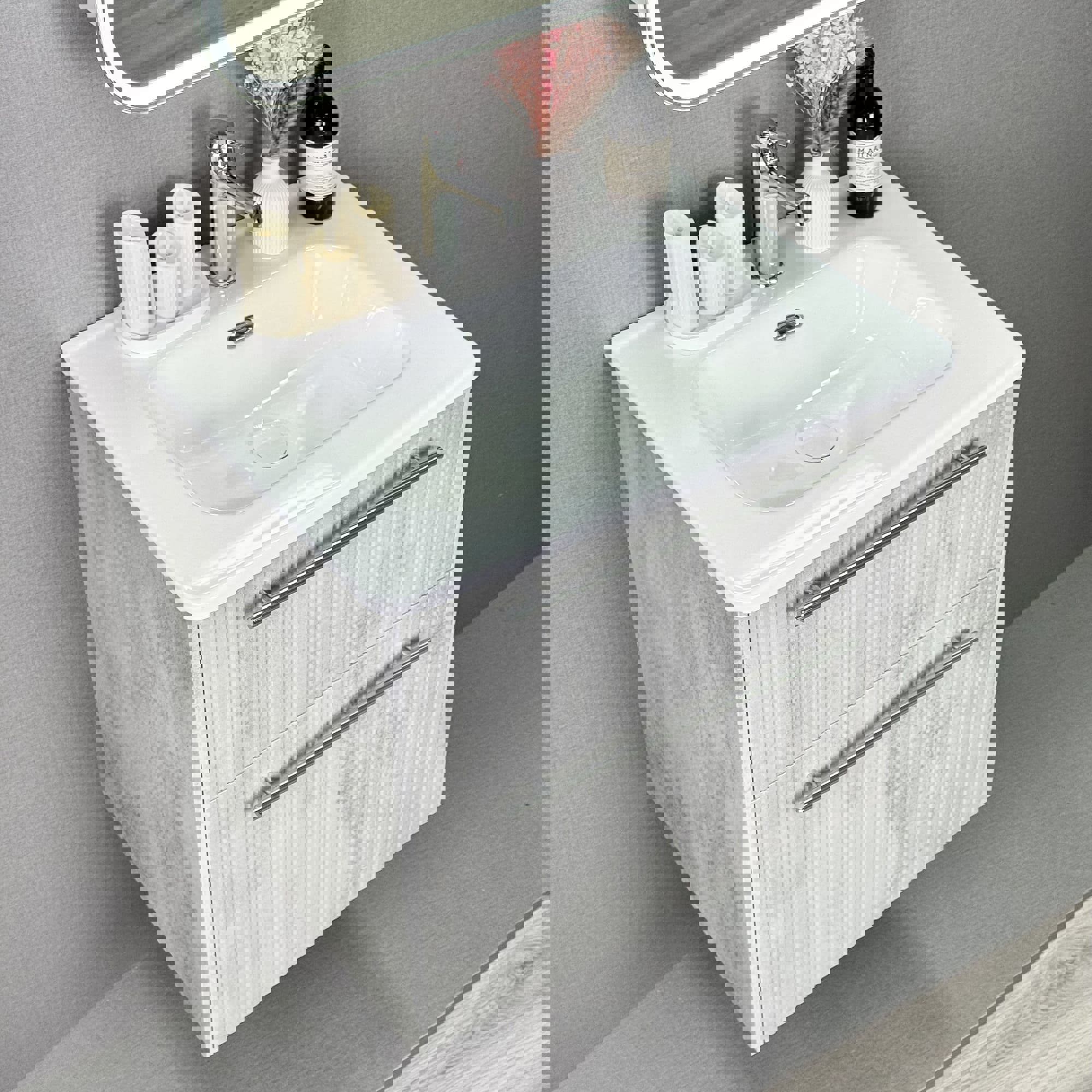 Изображение товара Современная подвесная тумба с раковиной Emma 60 см серый бетон ALAVANN