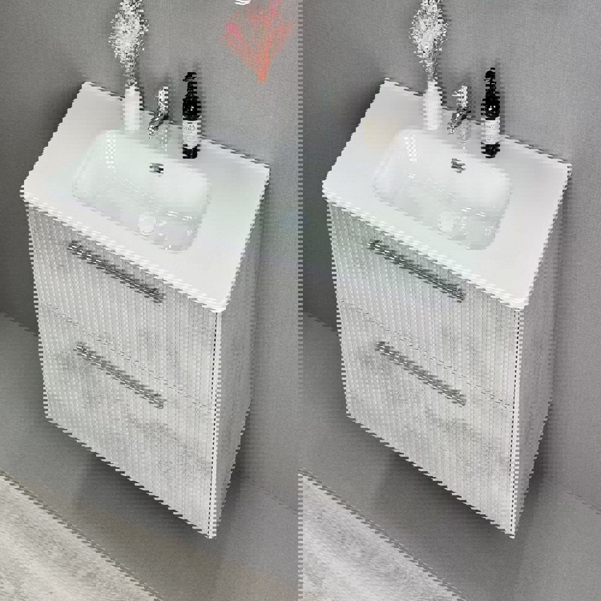 Изображение товара Тумба с раковиной ALAVANN Emma 80 см серый бетон подвесная