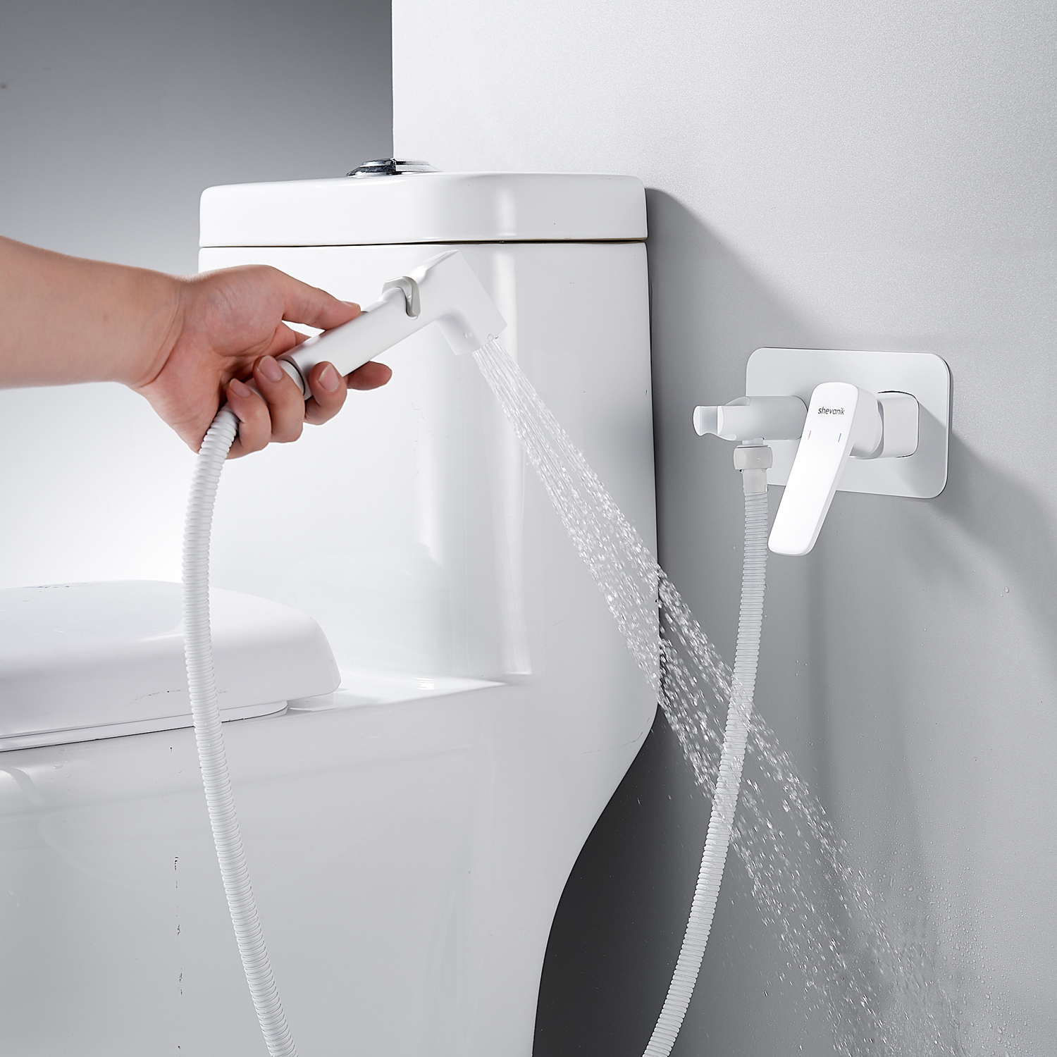Изображение товара Гигиенический душ с смесителем Shevanik S99, латунь, белый