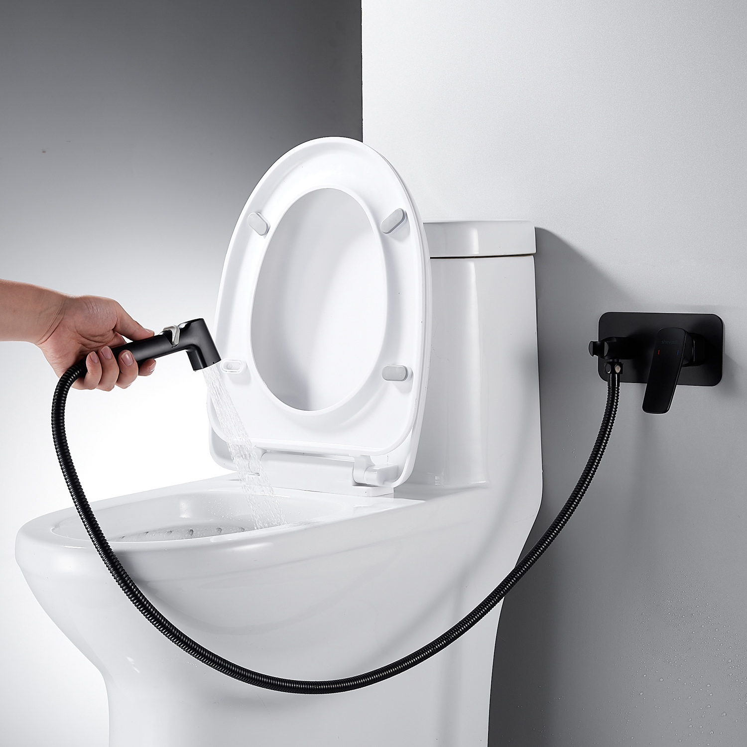 Изображение товара Гигиенический душ со смесителем Shevanik S99 черного цвета латунь