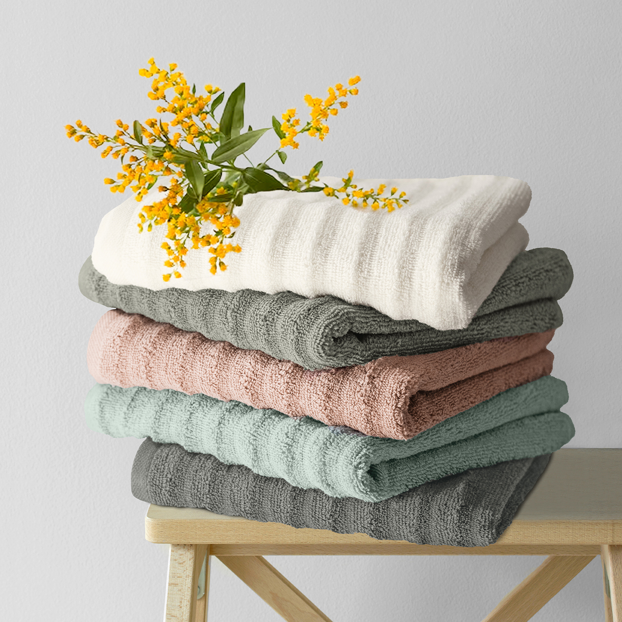 Изображение товара Махровое полотенце Ecotex Волна 70x140 серое для ванной и пляжа