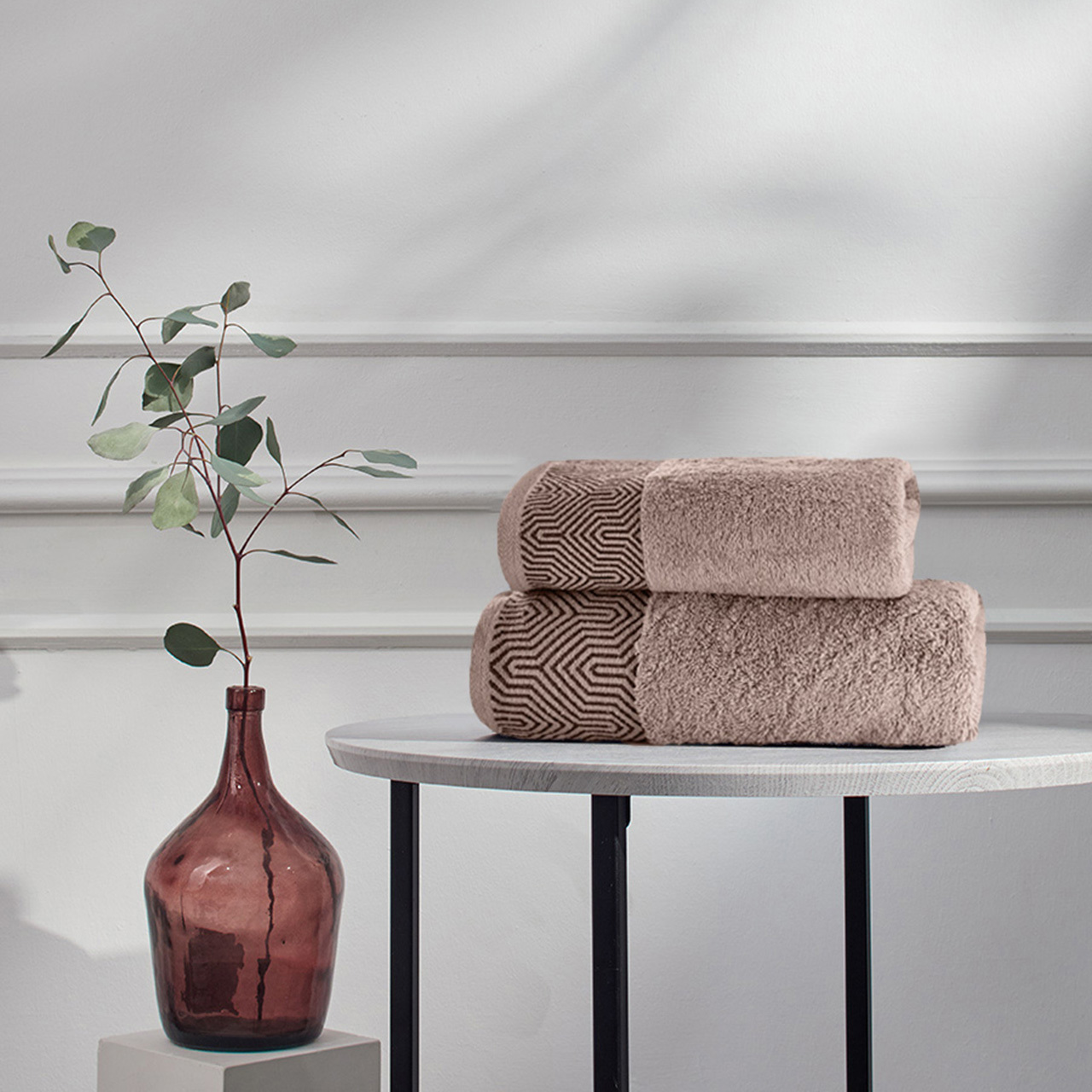 Изображение товара Полотенце Ecotex Калипсо 70x140 бежевое мягкое и пушистое для ванны и пляжа