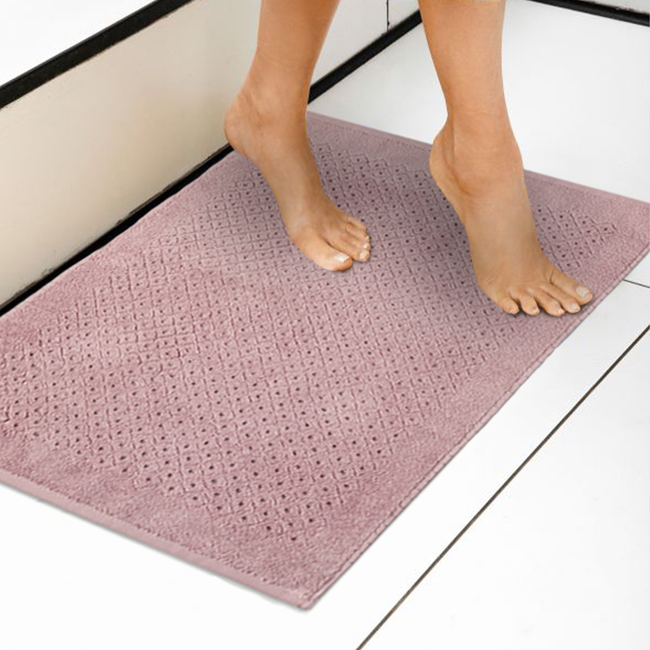 Изображение товара Махровый коврик Ecotex Эколайн 50x70 пудровый для ванной комнаты Россия