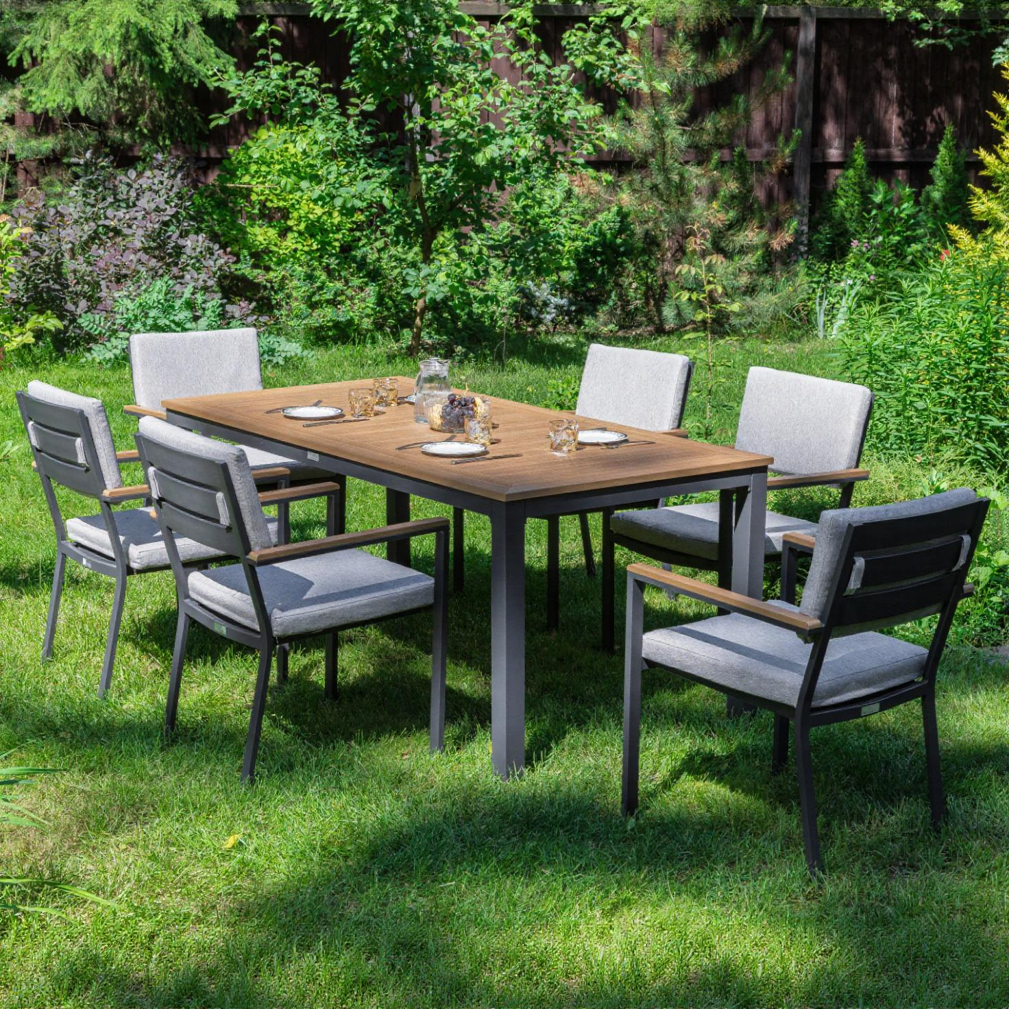 Изображение товара Садовая мебель для обеда Royal family OSCAR алюминий черный 7 предметов