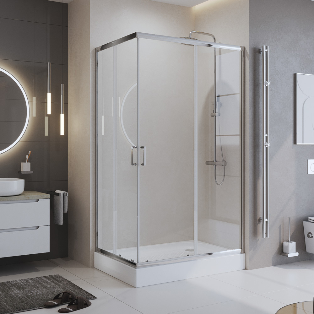 Изображение товара Душевой уголок BelBagno UNO-195-AH-2 100x90см из закаленного стекла с раздвижными дверями