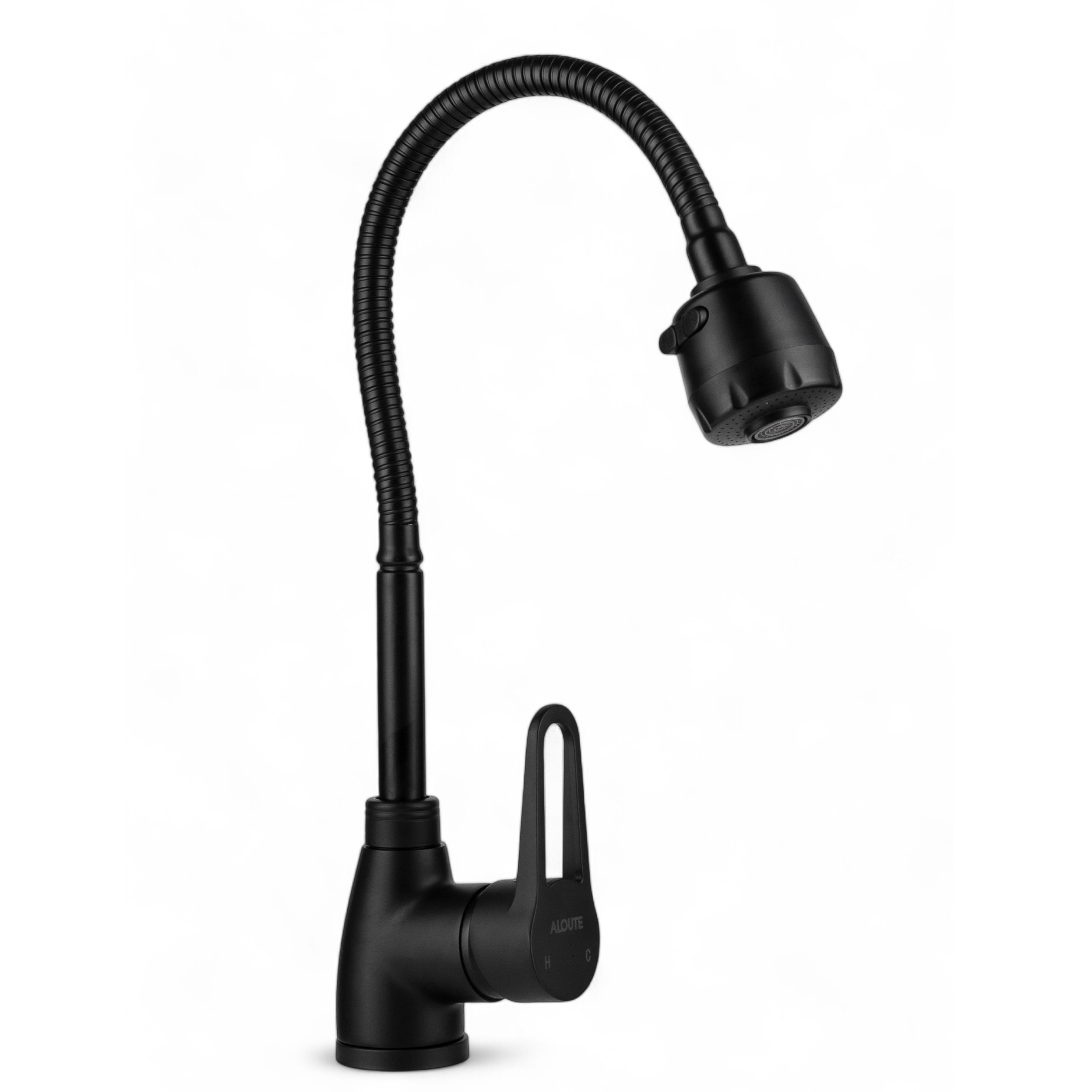 Изображение товара Смеситель для кухни Aloute A0613H-8 гибкий излив черный нержавеющая сталь
