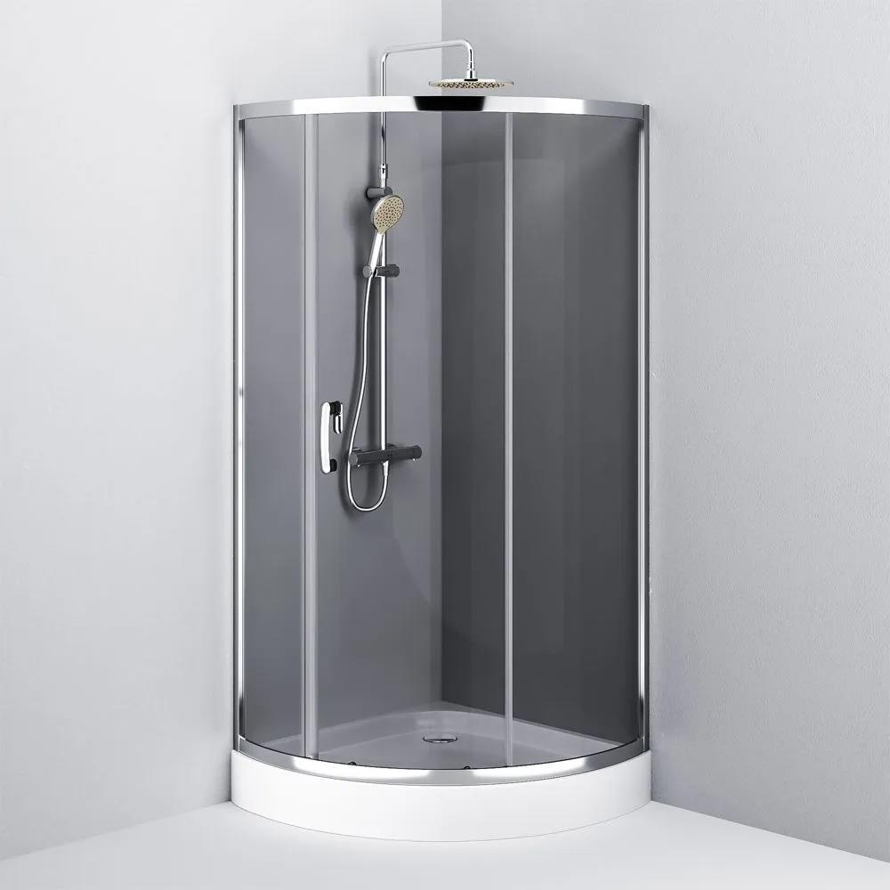 Изображение товара Душевой уголок Am.pm Like W83UG-315-090CG_7214 1/4 круга 90x90см серебро профиль эффект стекла тонированный