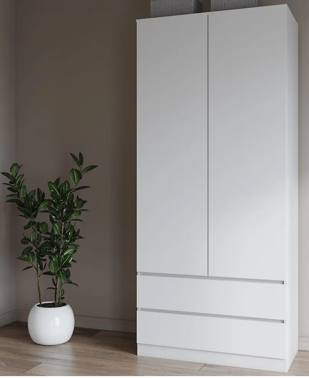 Изображение товара Шкаф распашной Мори 61530 белый 90.4x210x50.4 см из ЛДСП для спальни