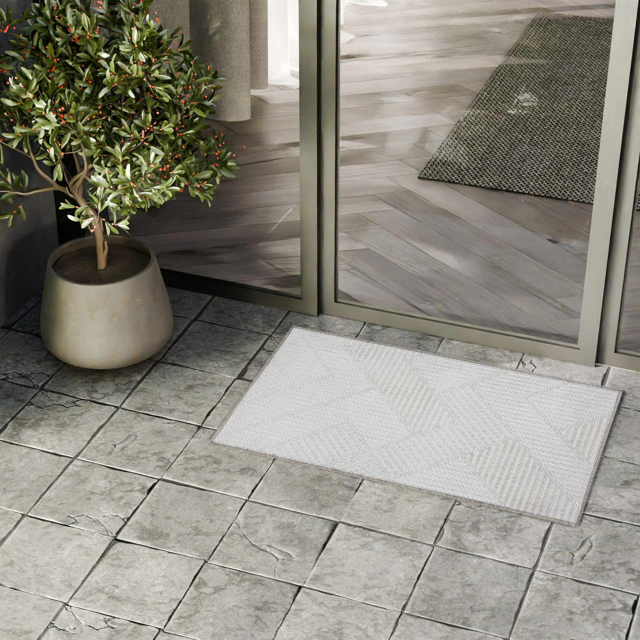 Изображение товара Ковер Дели 50x80 см полипропилен бирюзовый геометрические фигуры