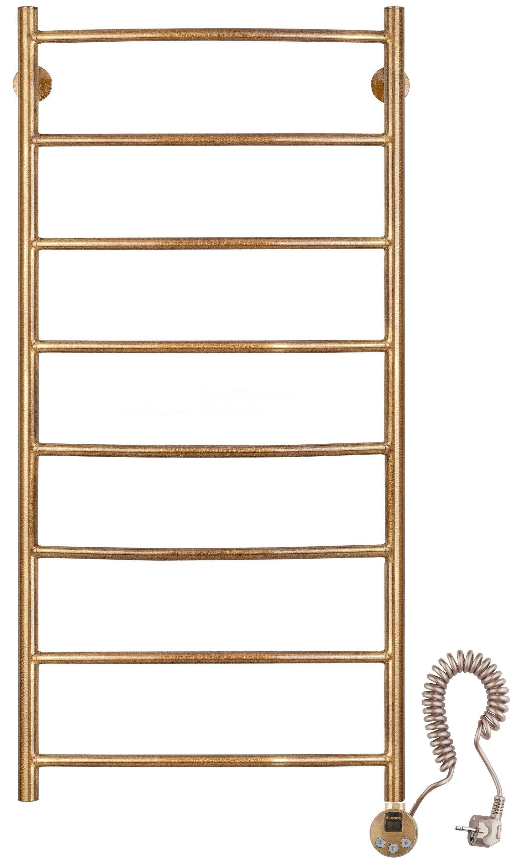 Изображение товара Полотенцесушитель электрический Secado Милан 1 плюс R 500x1000 мм 300 Вт с терморегулятором лесенка цвет бронза