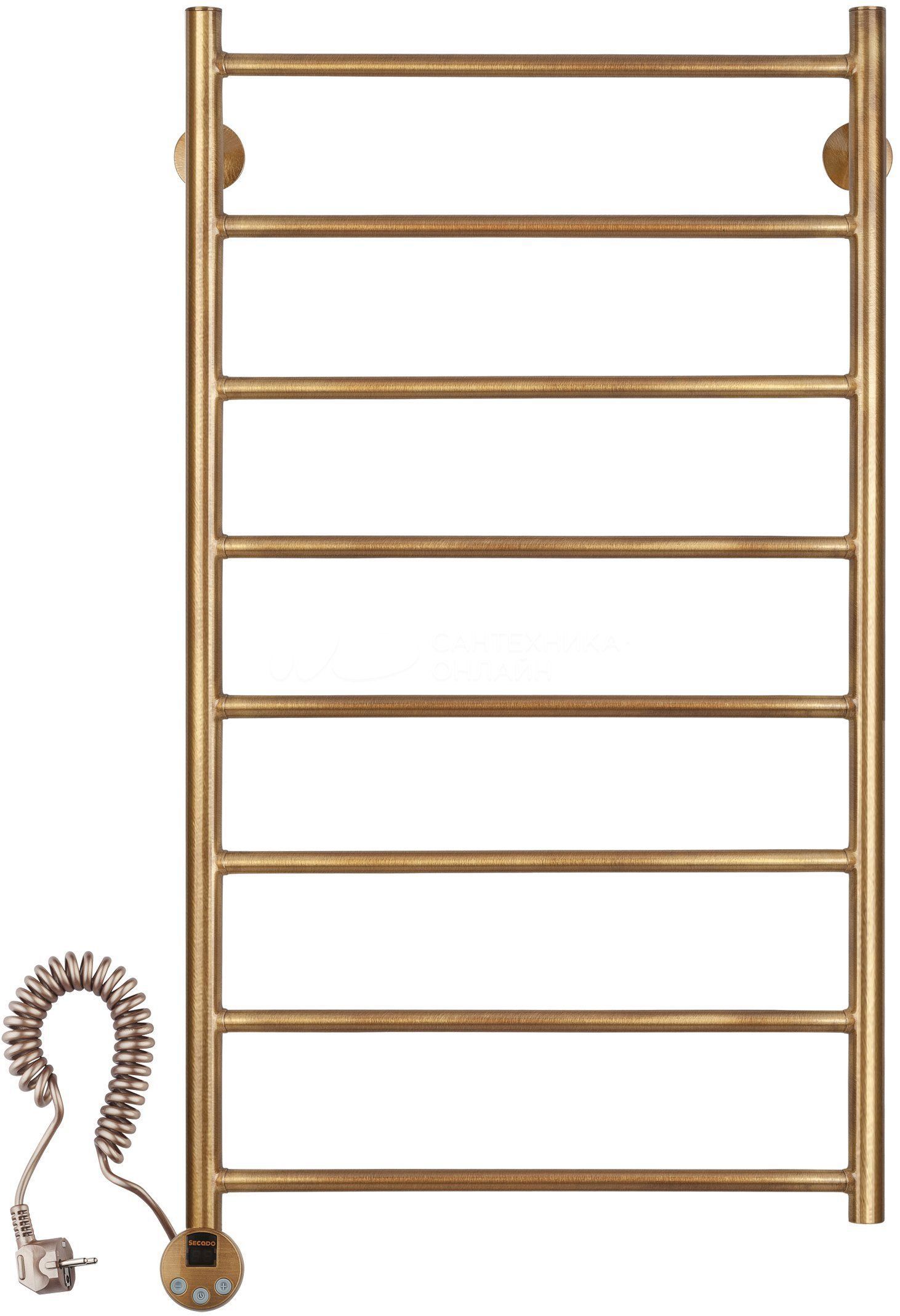 Изображение товара Полотенцесушитель электрический Secado Триада 1 L 500x1000 мм 300 Вт с терморегулятором лесенка цвет бронза
