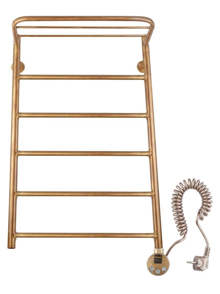 Изображение товара Полотенцесушитель электрический Secado Триада 4 R 500x800 мм 300 Вт с терморегулятором и полкой лесенка цвет бронза
