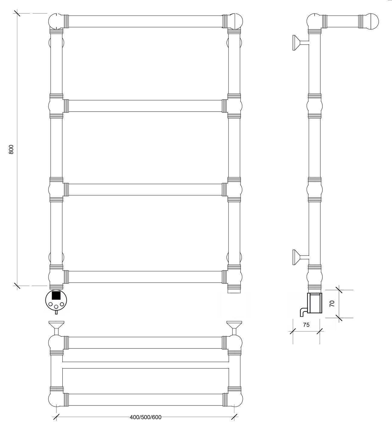 Изображение товара Полотенцесушитель электрический Secado Фалерони 2 300 Вт бронза