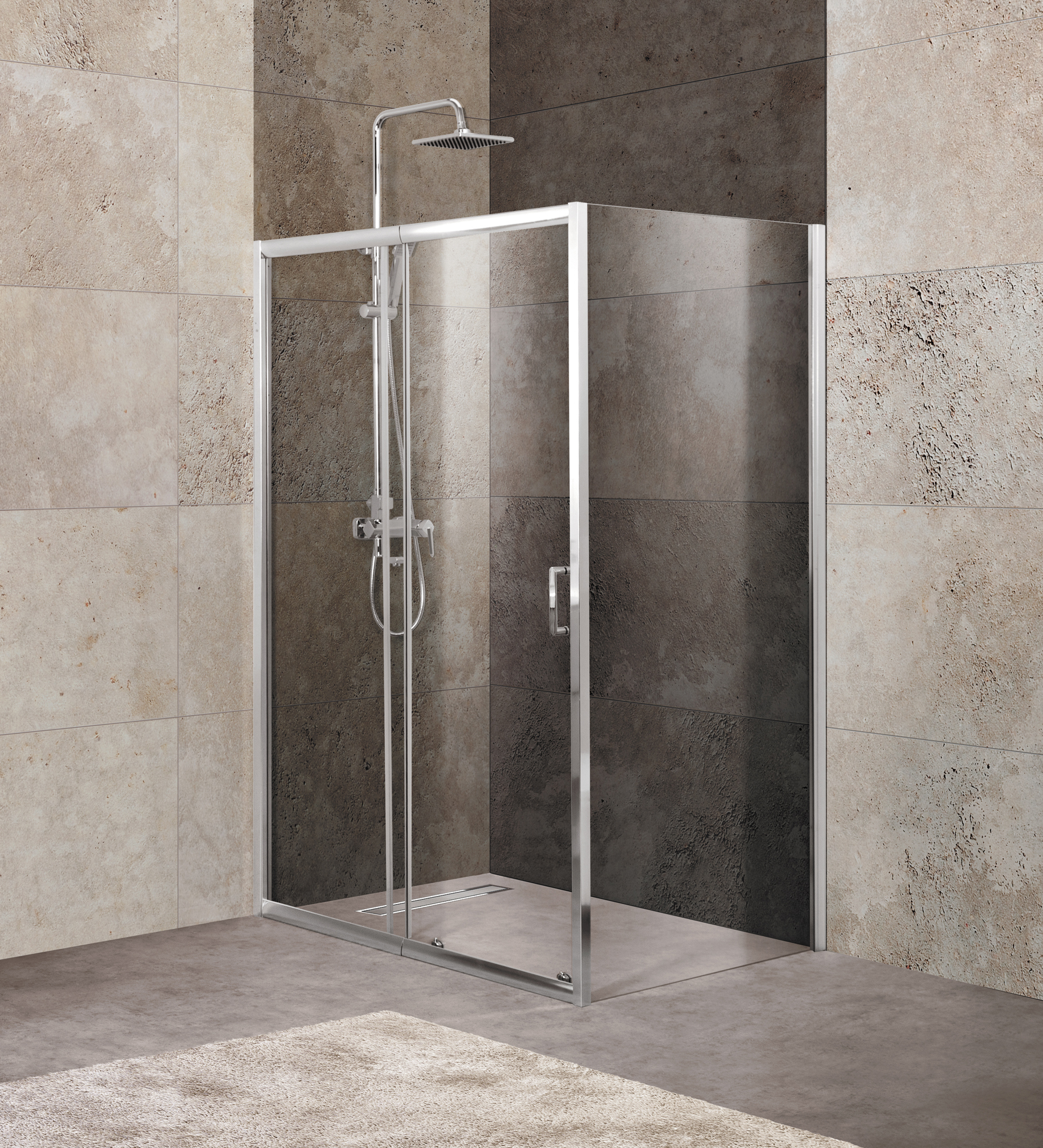 Изображение товара Душевой уголок Belbagno UNIQUE-AH-1-120/135-80-C-Cr прямоугольник 120x80см хромированный профиль эффект стекла прозрачный