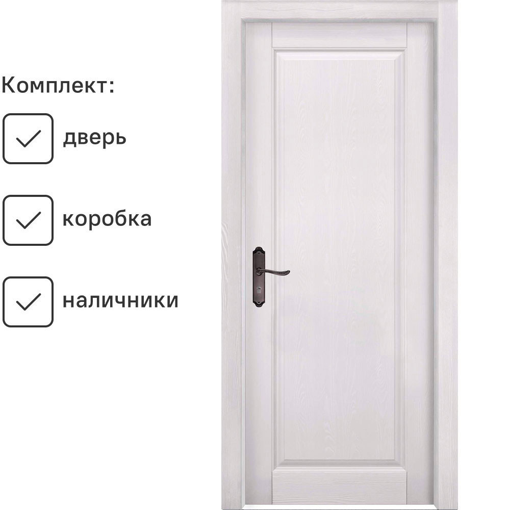 Изображение товара Комплект межкомнатной двери Ока Андромеда глухая 200x70см дерево цвет айсберг с коробом и наличниками