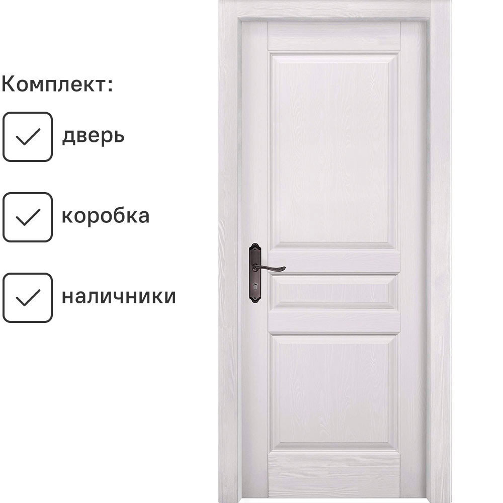 Изображение товара Комплект межкомнатной двери Ока Пандора глухая 200x60см цвет айсберг с коробом и наличниками