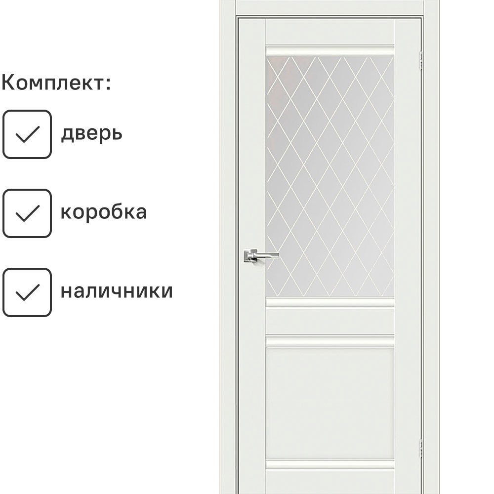 Изображение товара Межкомнатная дверь с остеклением Parma 1212, 200x70см, Аляска матовая