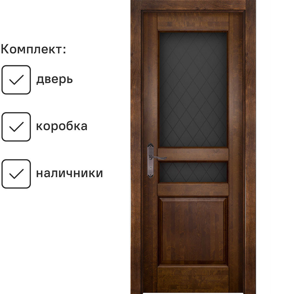 Изображение товара Межкомнатная дверь Гармония №1 остекленная, Античный Орех, 200x80 см