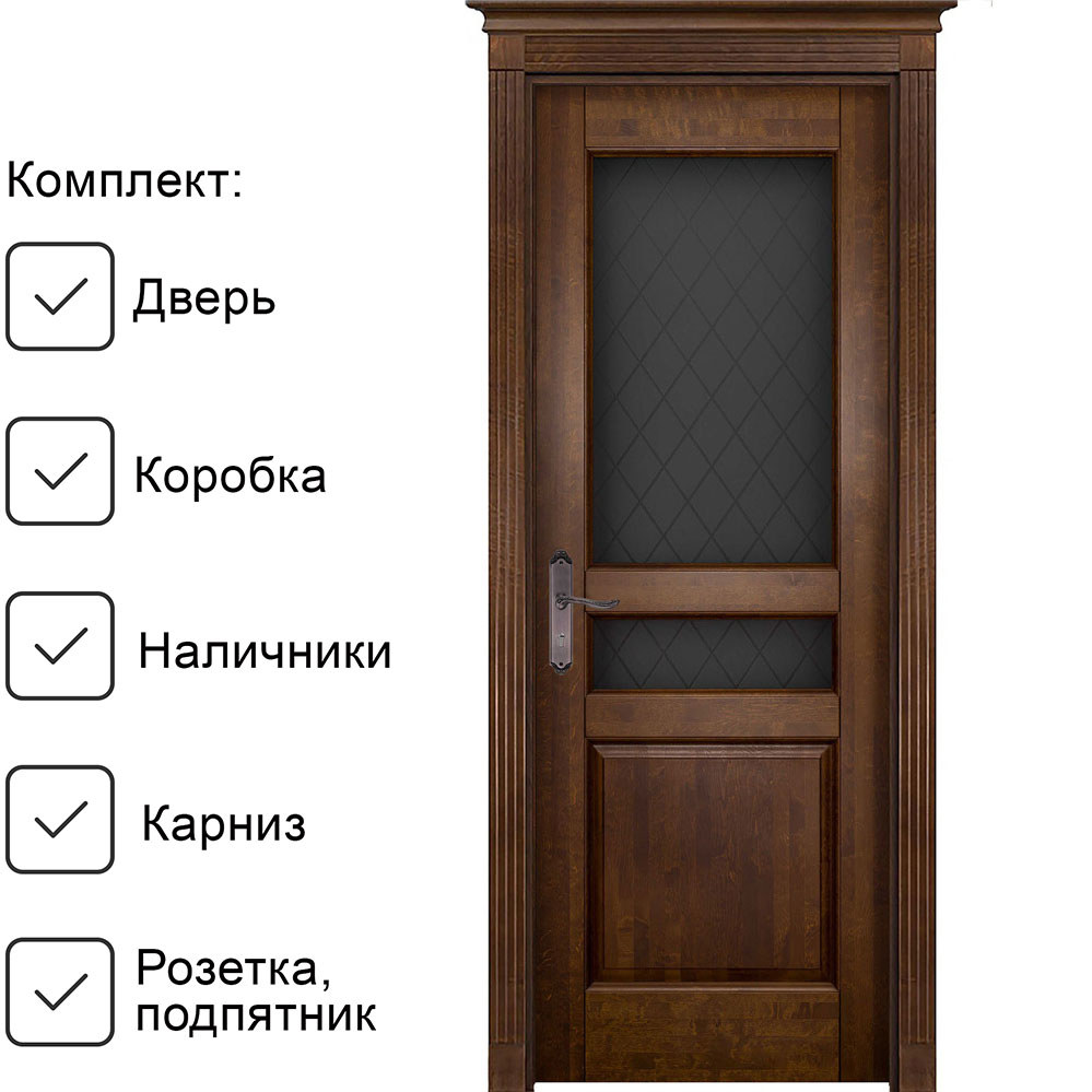 Изображение товара Межкомнатная дверь Ока Гармония №2 остеклённая 200x70см цвет античный орех