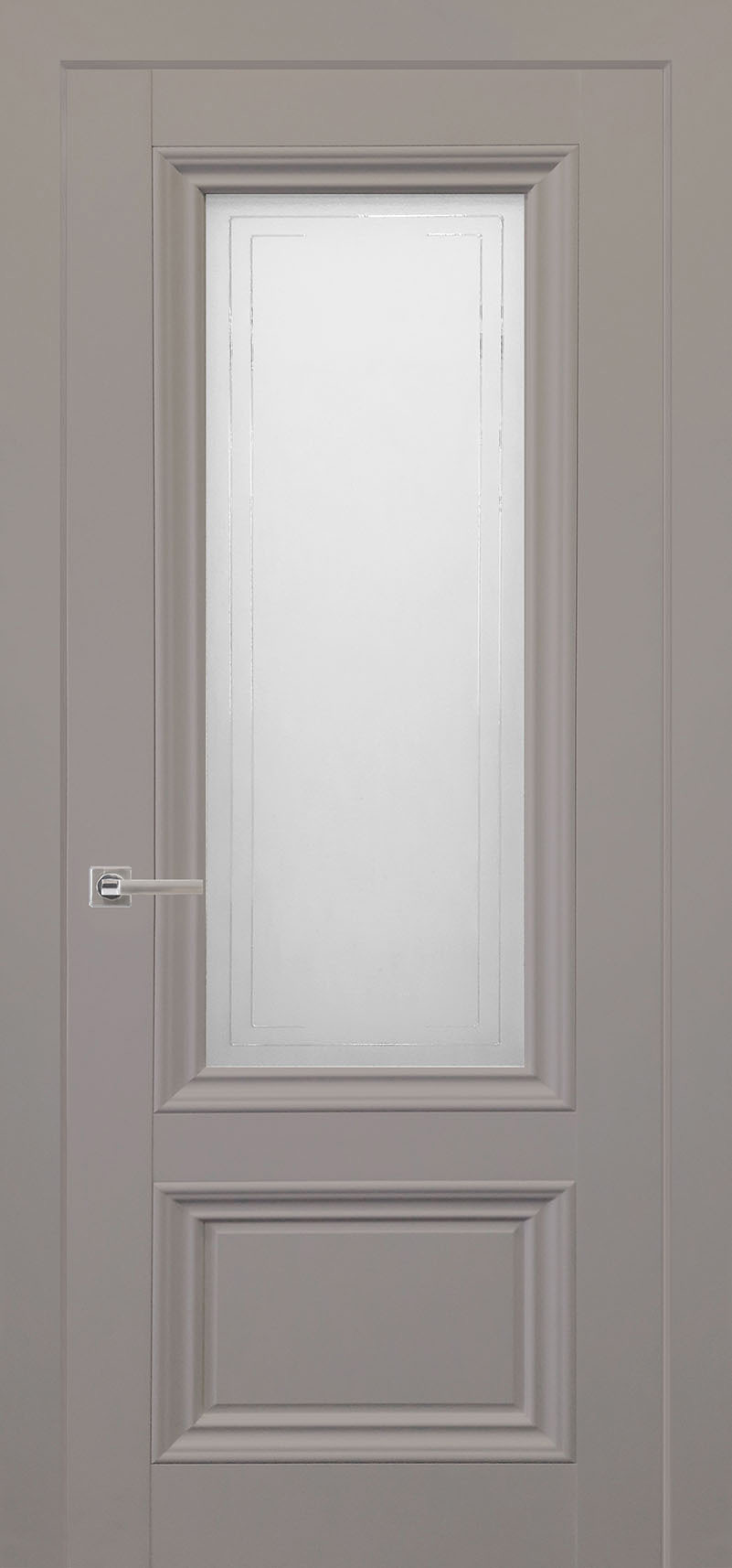 Изображение товара Дверь межкомнатная Uberture Алтай 802 остеклённая 200x90см пленка ПВХ цвет бархат грей без замка и петель