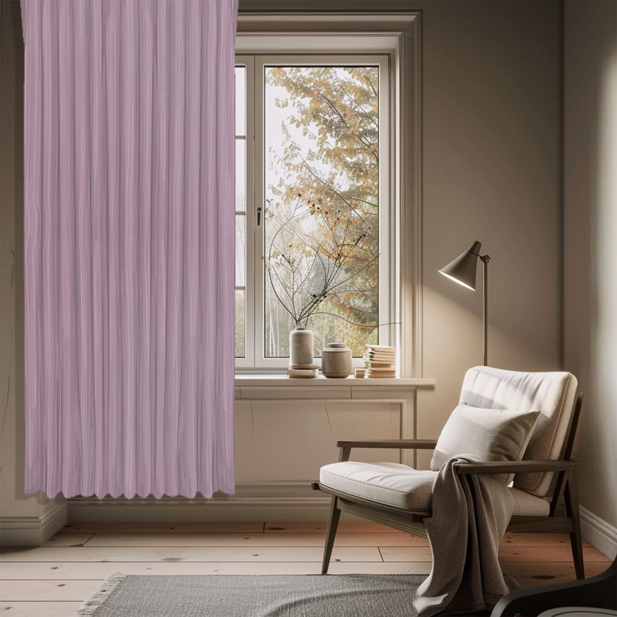 Изображение товара Штора на ленте димаут Полоса 200x280 см цвет розовый