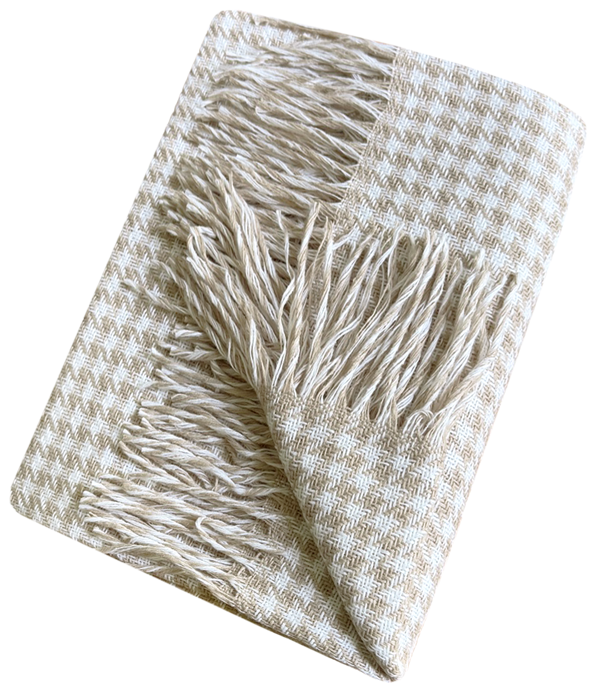 Изображение товара Плед Марокко 140x200 см бежевый вензельный рисунок с бахромой Россия