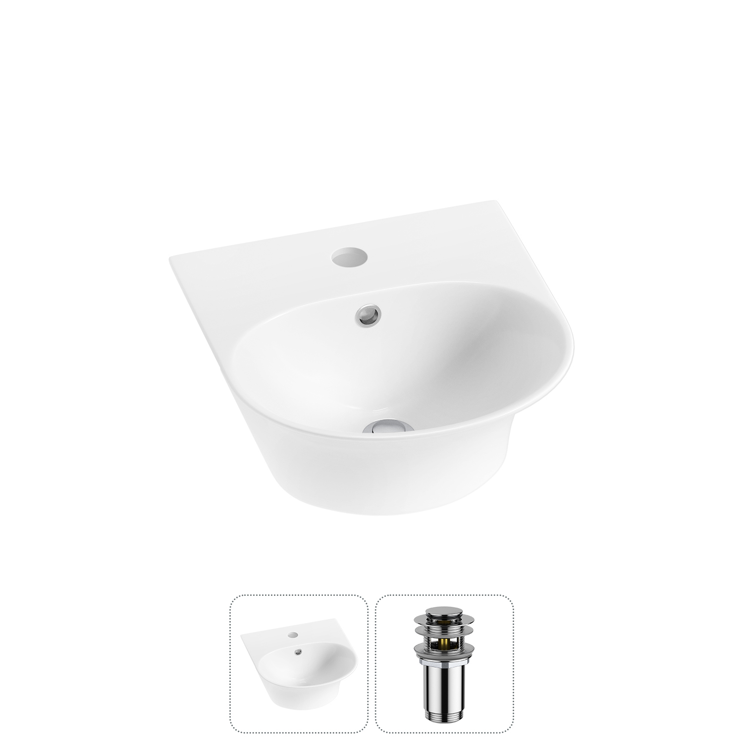 Изображение товара Раковина Lavinia Boho Bathroom Sink 20216637R 34см глянцевая белая с донным клапаном