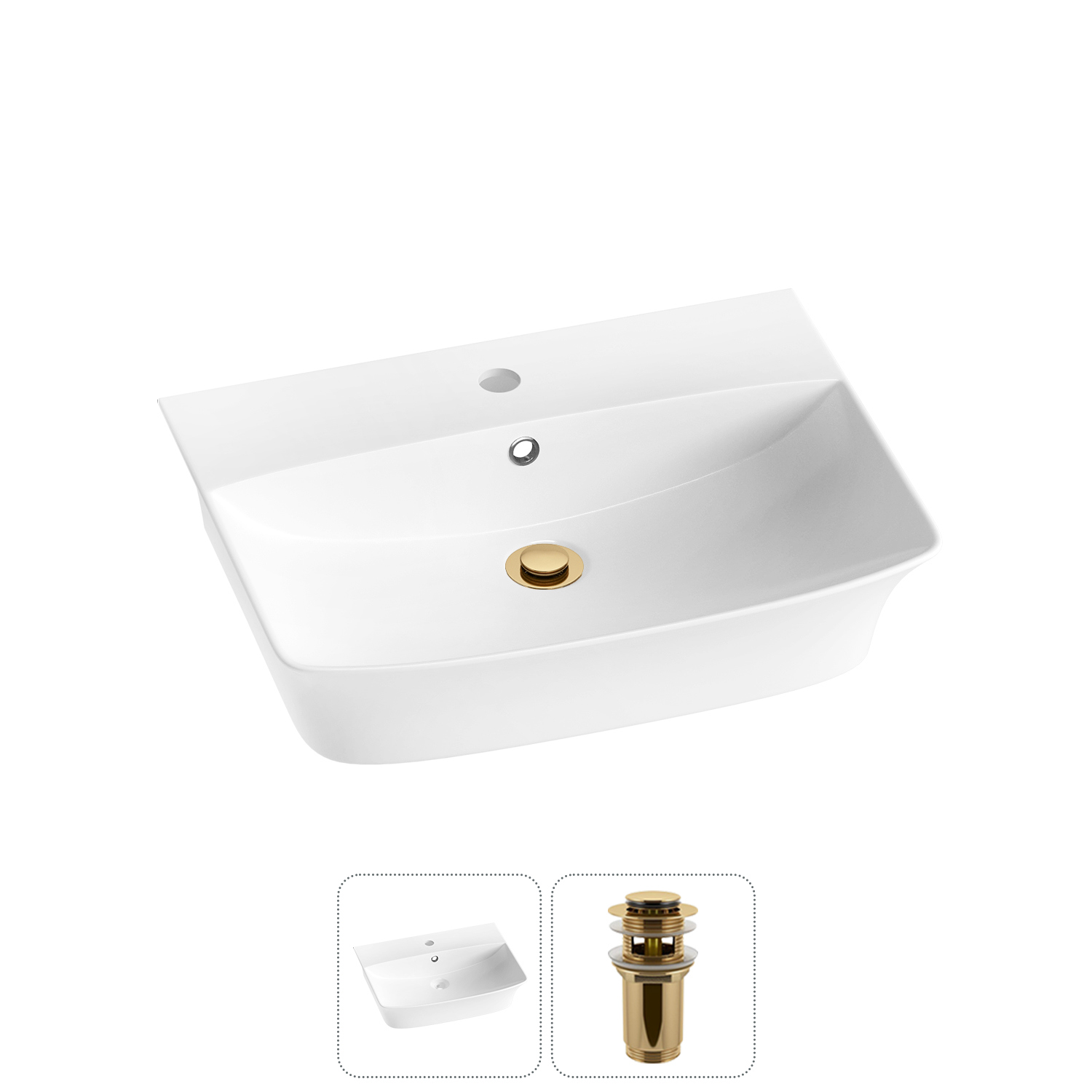 Изображение товара Раковина Lavinia Boho Bathroom Sink 55см с донным клапаном белая глянцевая
