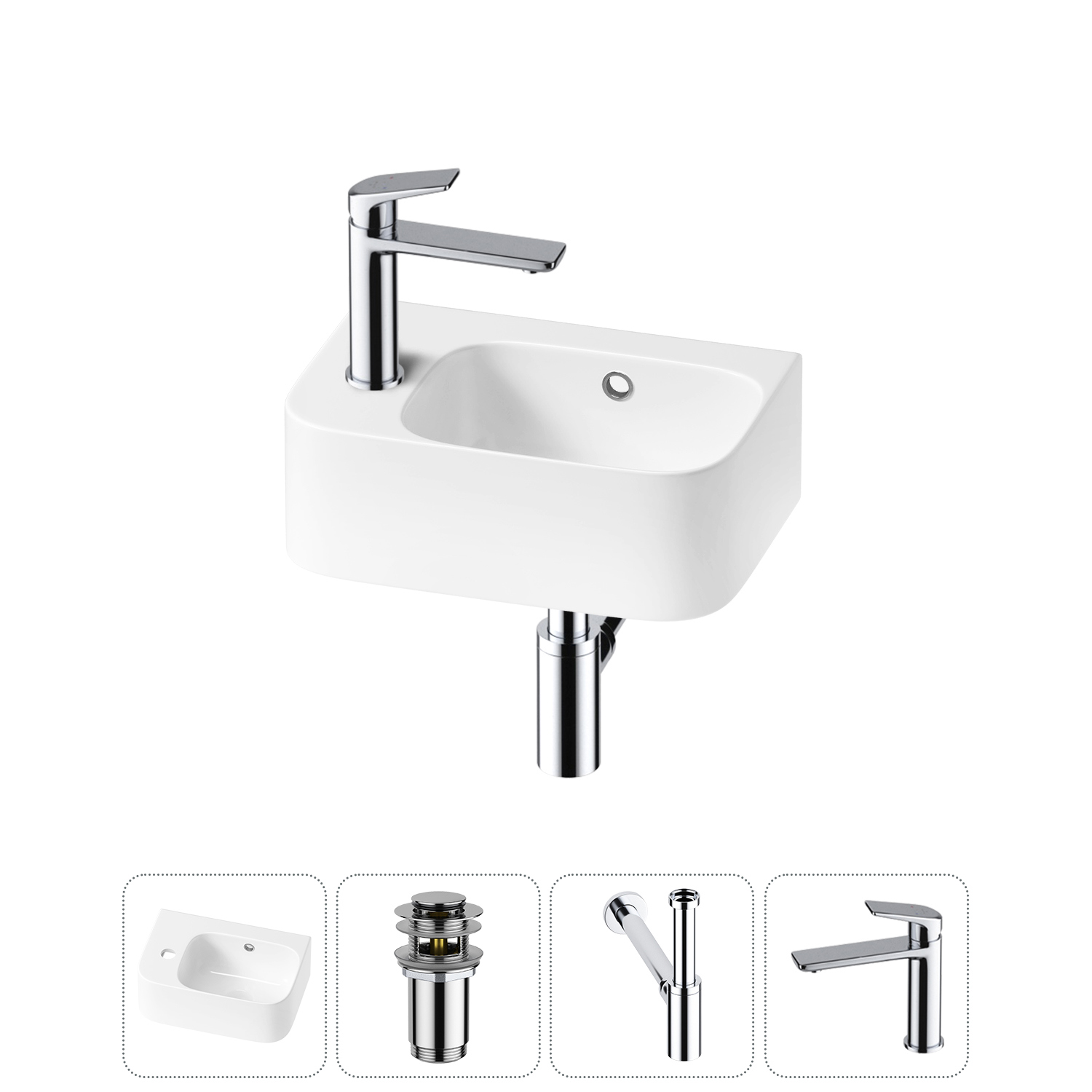 Изображение товара Раковина Lavinia boho bathroom sink 37см белая с комплектом аксессуаров 4 в 1