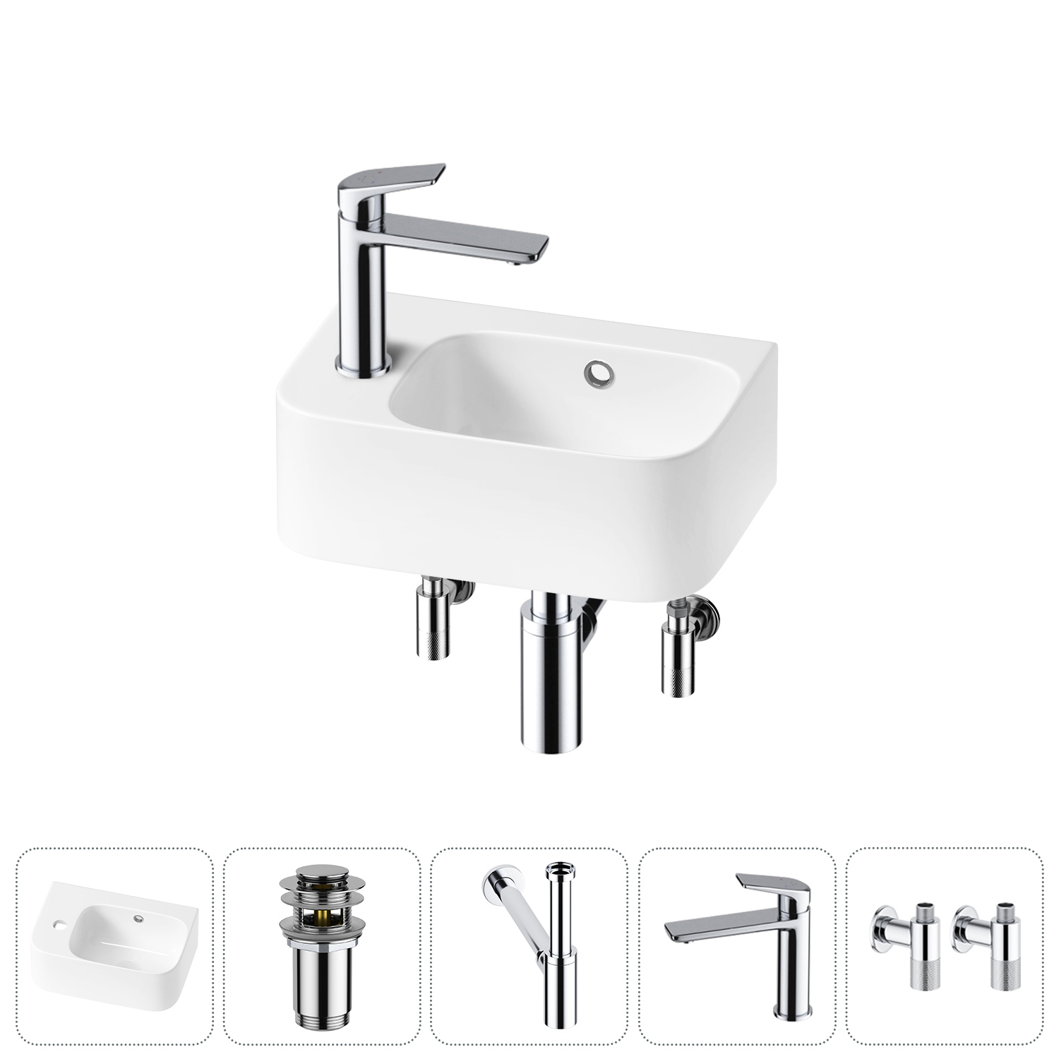 Изображение товара Раковина Lavinia boho bathroom sink 20216537R 37см глянцевая белая с комплектом