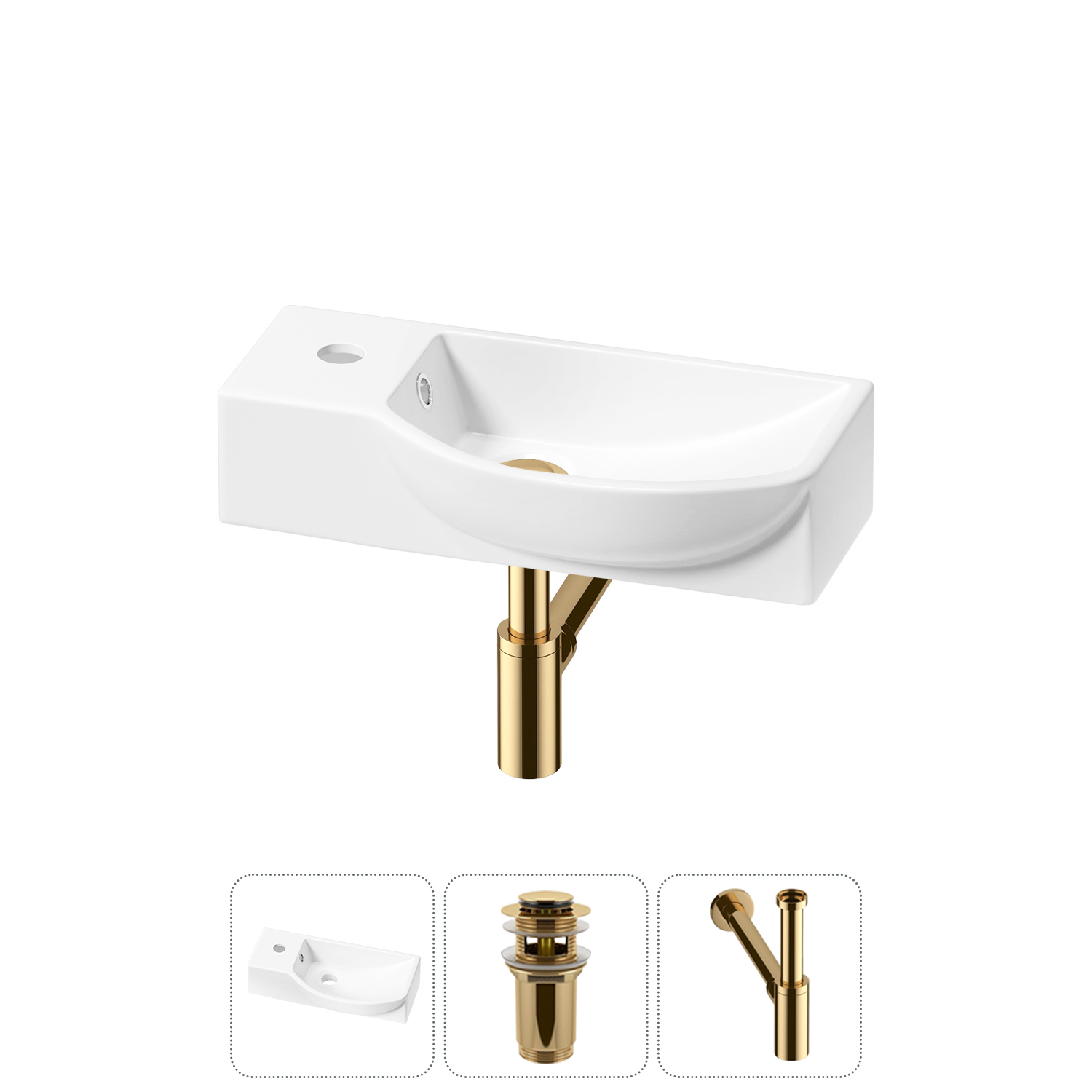 Изображение товара Раковина Lavinia boho bathroom sink 20216083R белая 45 см с донным клапаном и сифоном