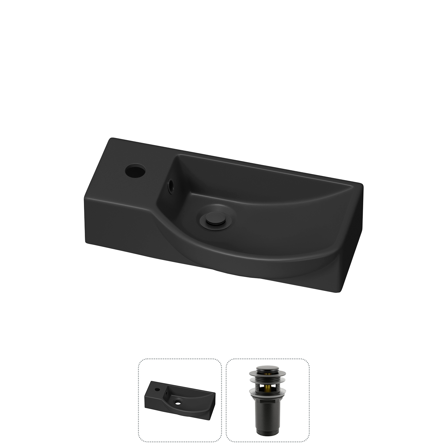 Изображение товара Раковина Lavinia Boho черный матовый 45 см с донным клапаном и отверстием под смеситель
