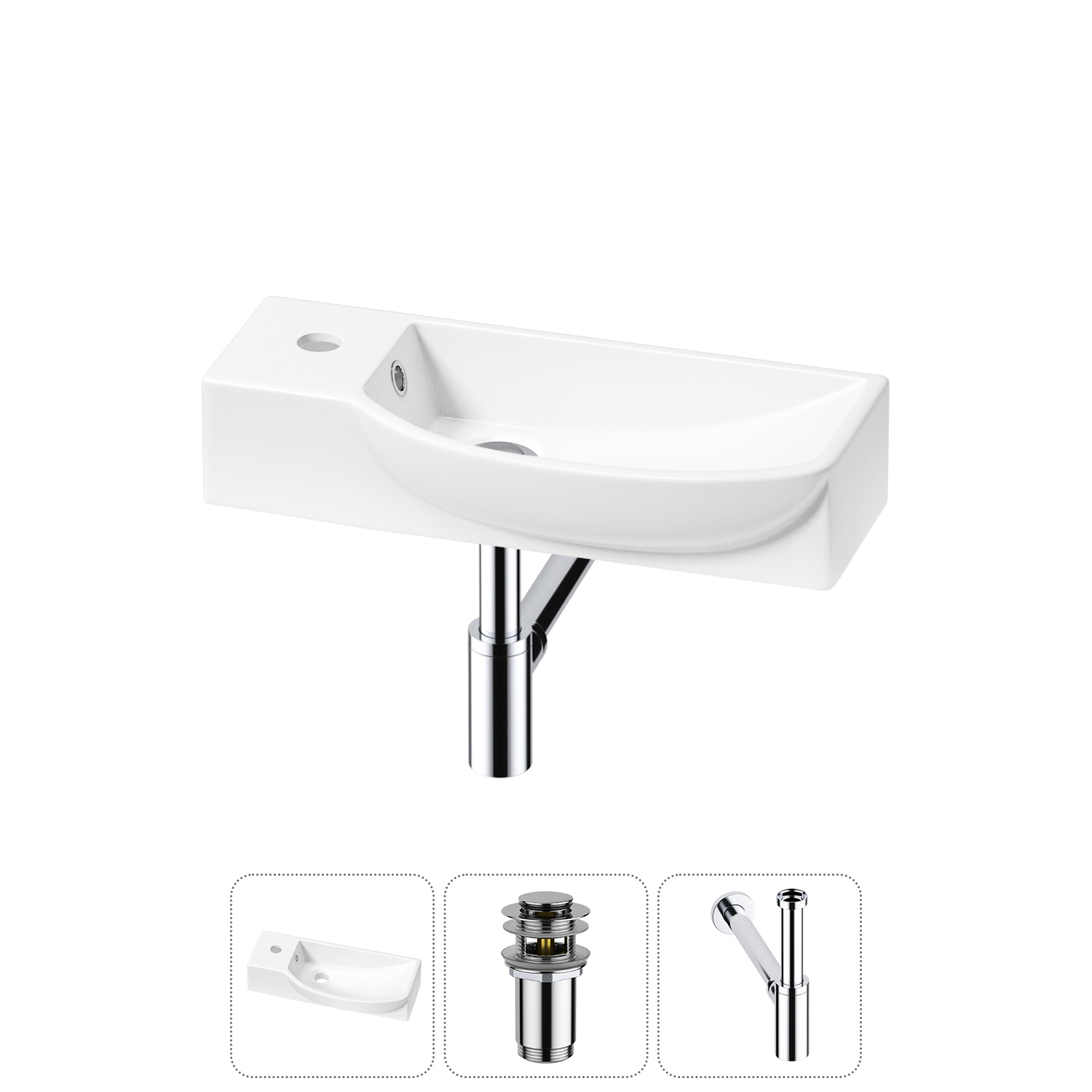 Изображение товара Раковина Lavinia boho bathroom sink 20216137R 50см с донным клапаном и сифоном, белая