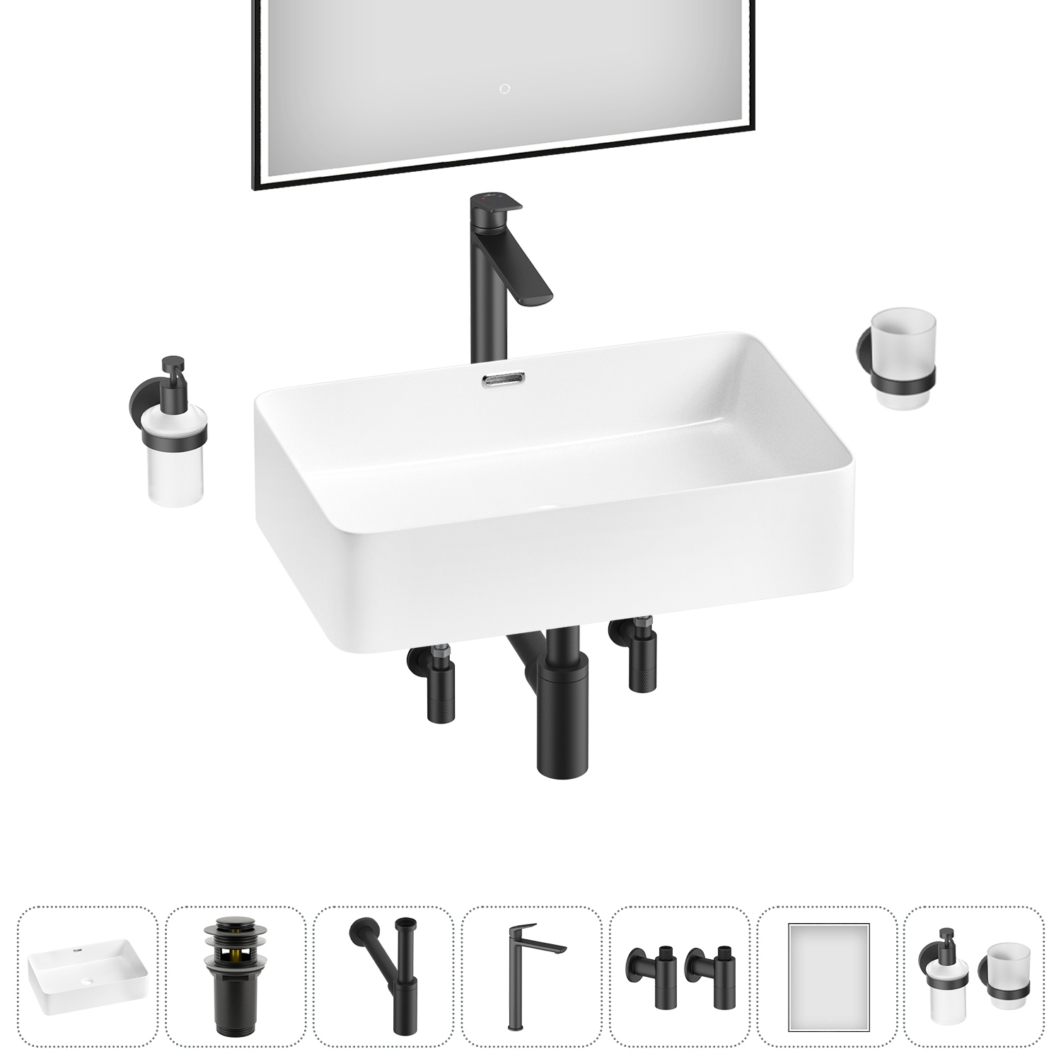 Изображение товара Раковина Lavinia boho bathroom sink 55см белая комплект с аксессуарами