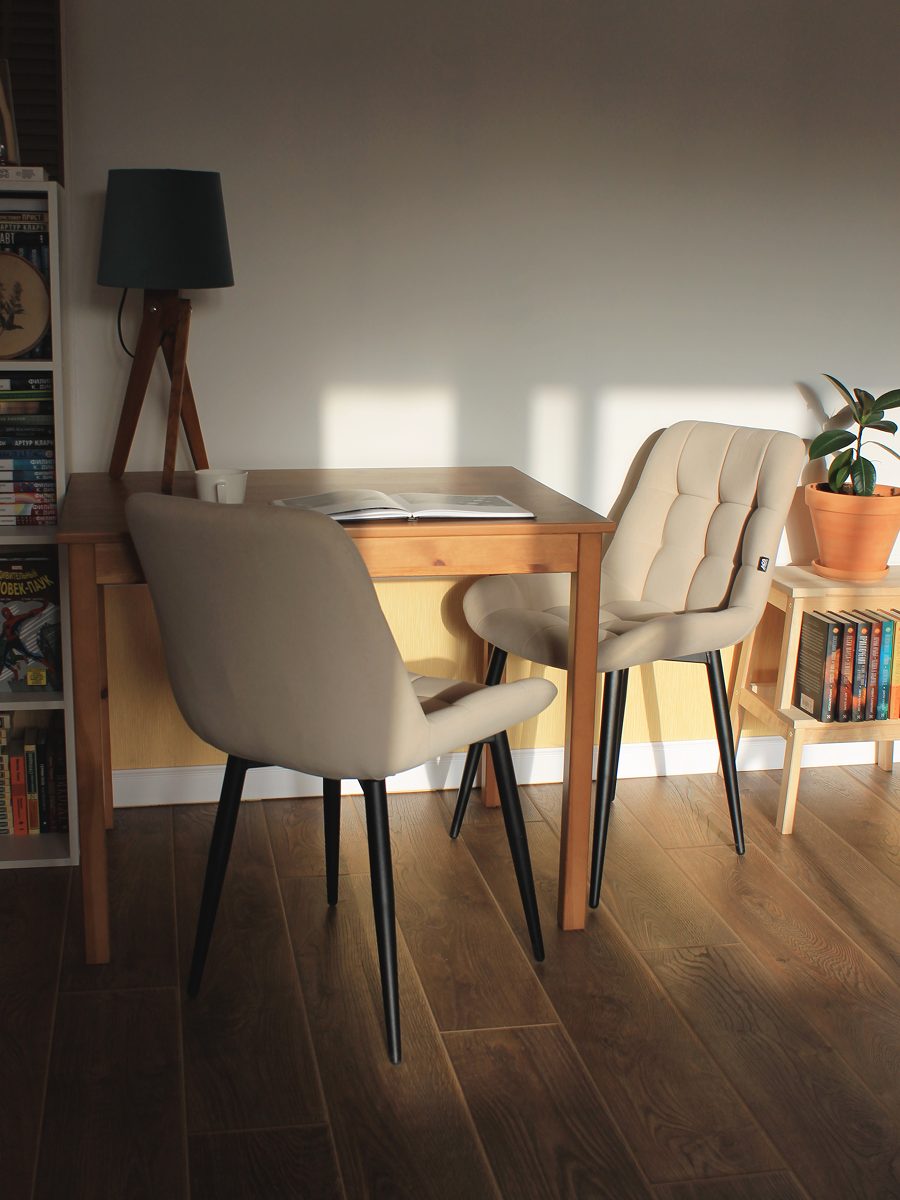 Изображение товара Комплект из 2 стульев ДСВ Мебель 64251 Велюр Кремовые Лофт Россия