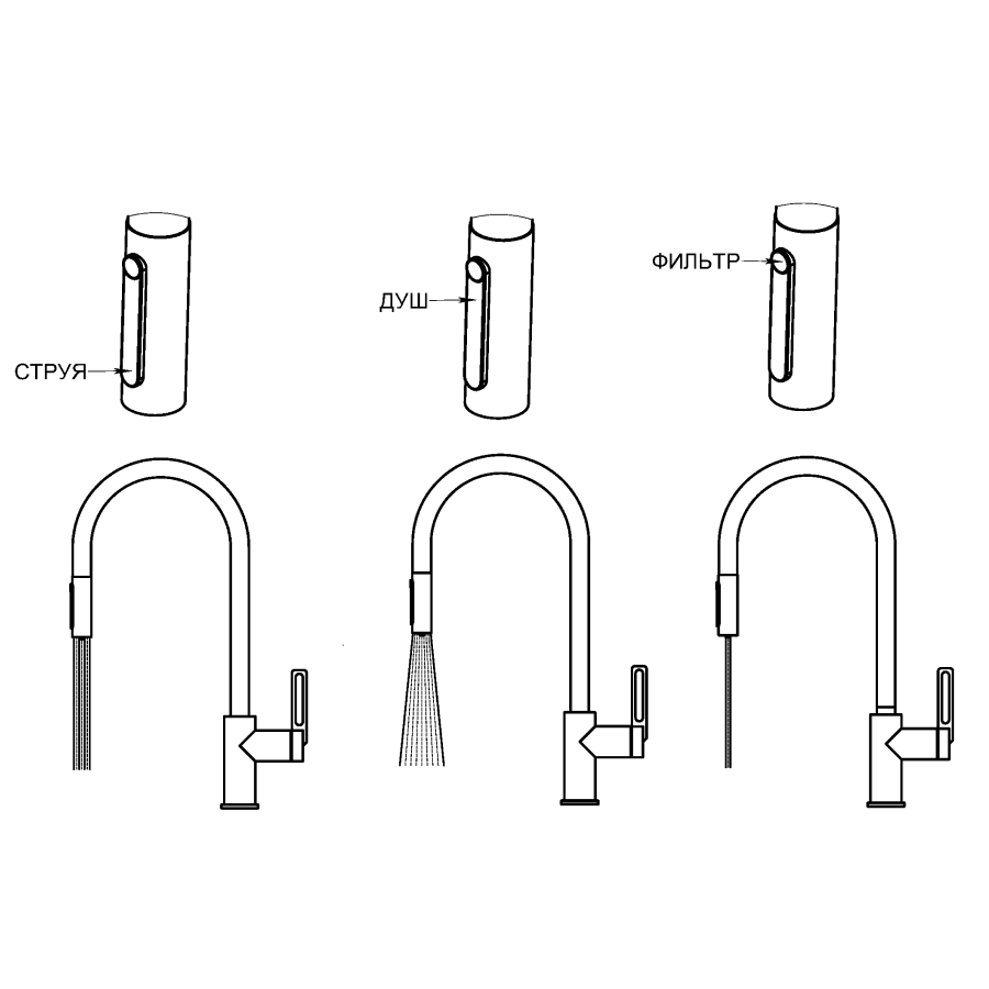 Изображение товара Смеситель для кухни Granula 8168 АРКТИК 23.3 см выдвижной излив цвет белый