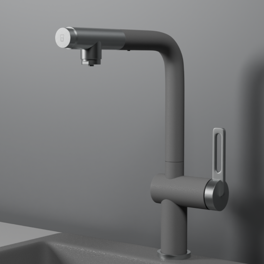 Изображение товара Смеситель для кухни Granula 8169 АЛЮМИНИУМ 29.2 см выдвижной излив цвет алюминий