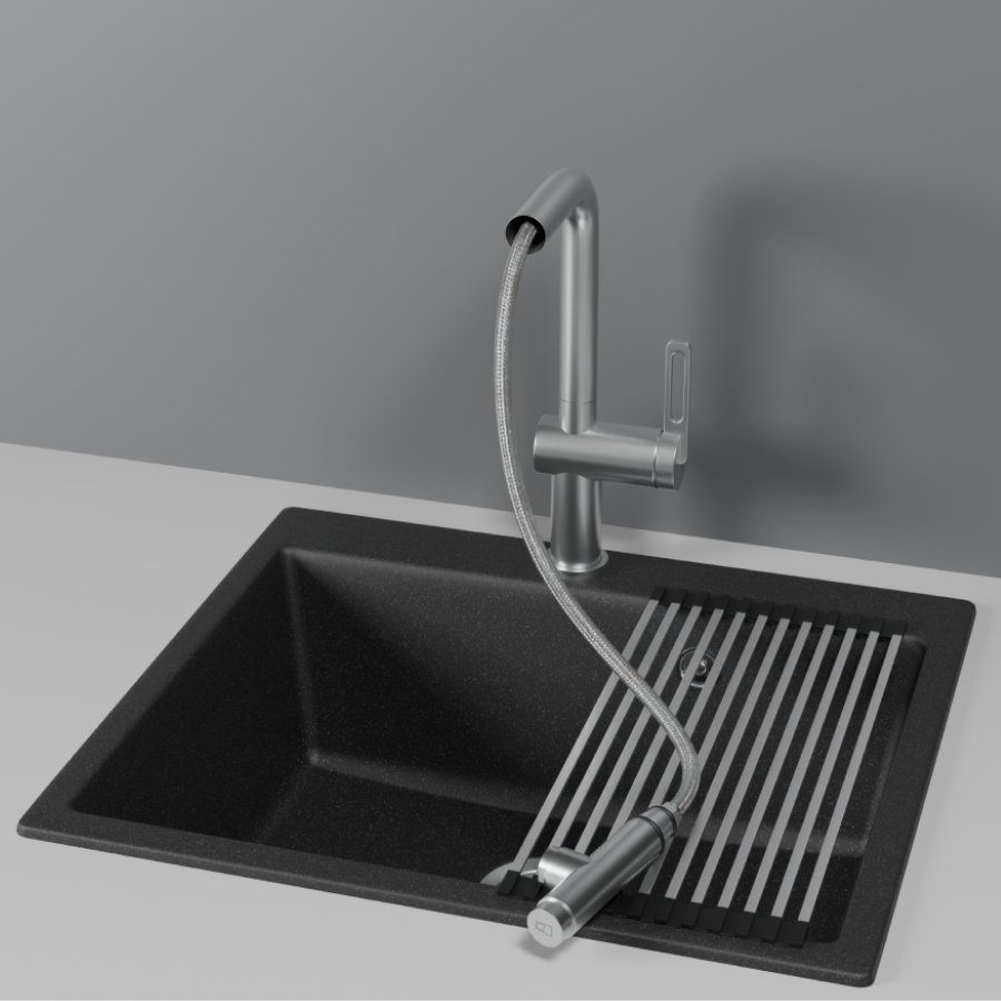 Изображение товара Смеситель для кухни Granula 8169 НЕРЖ 29.2 см выдвижной излив цвет нержавеющая сталь