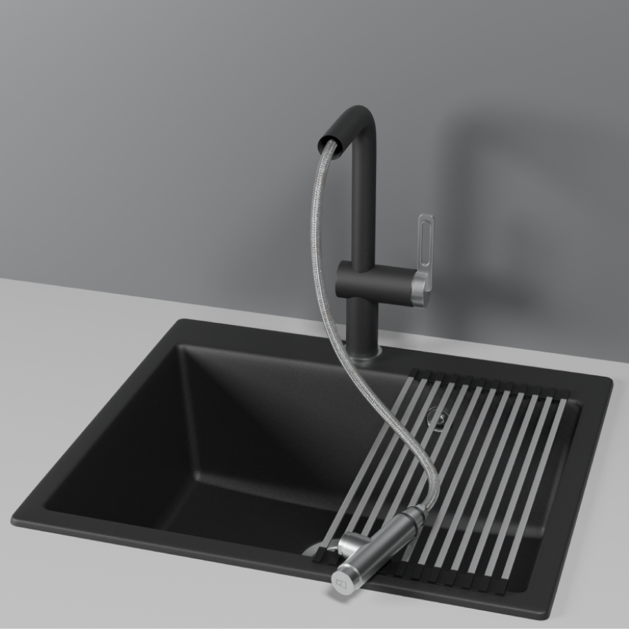 Изображение товара Смеситель Granula 8169 Турмалин с выдвижным изливом, черный матовый